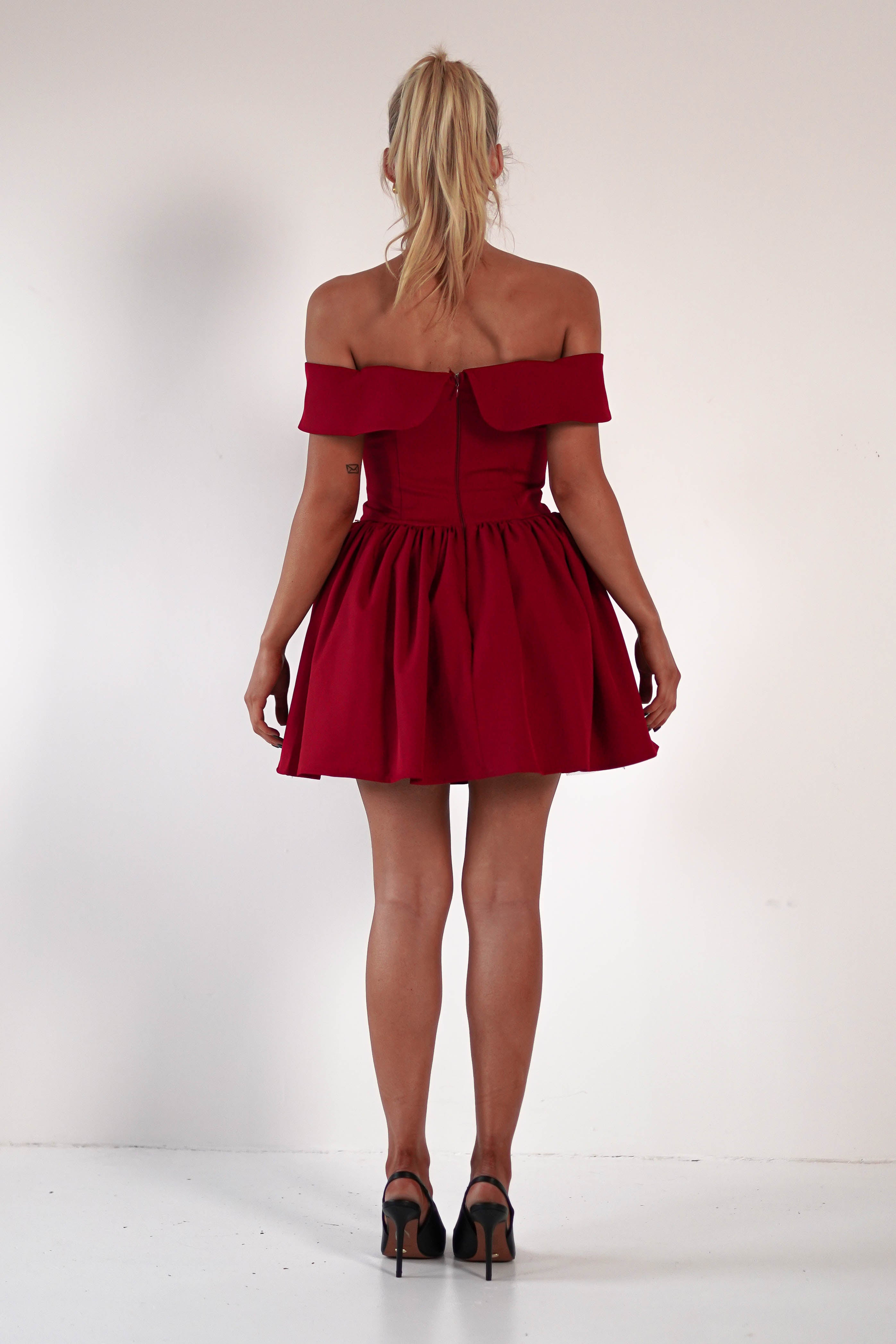 Charlotte Dark Red Corset Bow Mini Dress | Oh Hello Clothing | Oh Hello Clothing