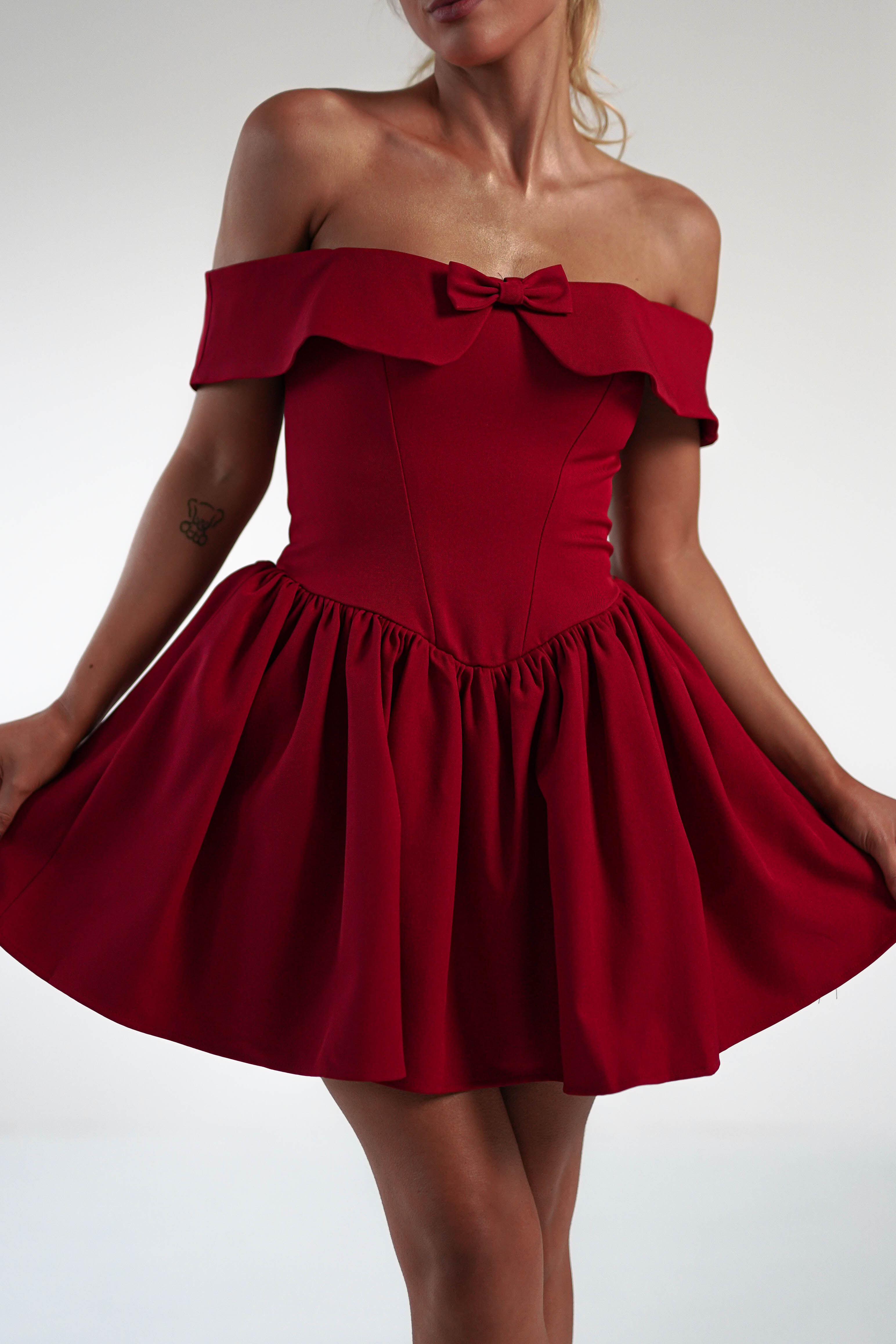 Charlotte Dark Red Corset Bow Mini Dress | Oh Hello Clothing | Oh Hello Clothing