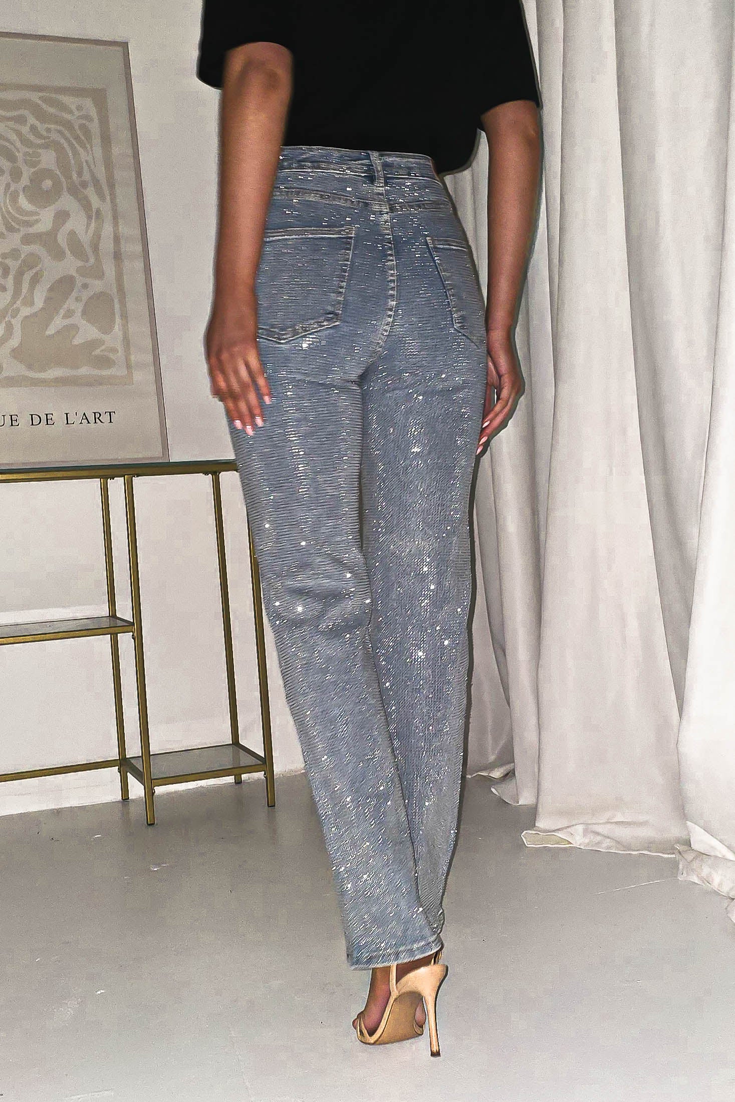 Coleen Light Blue Sparkle Diamante Jeans | Oh Hello Clothing | Oh Hello Clothing