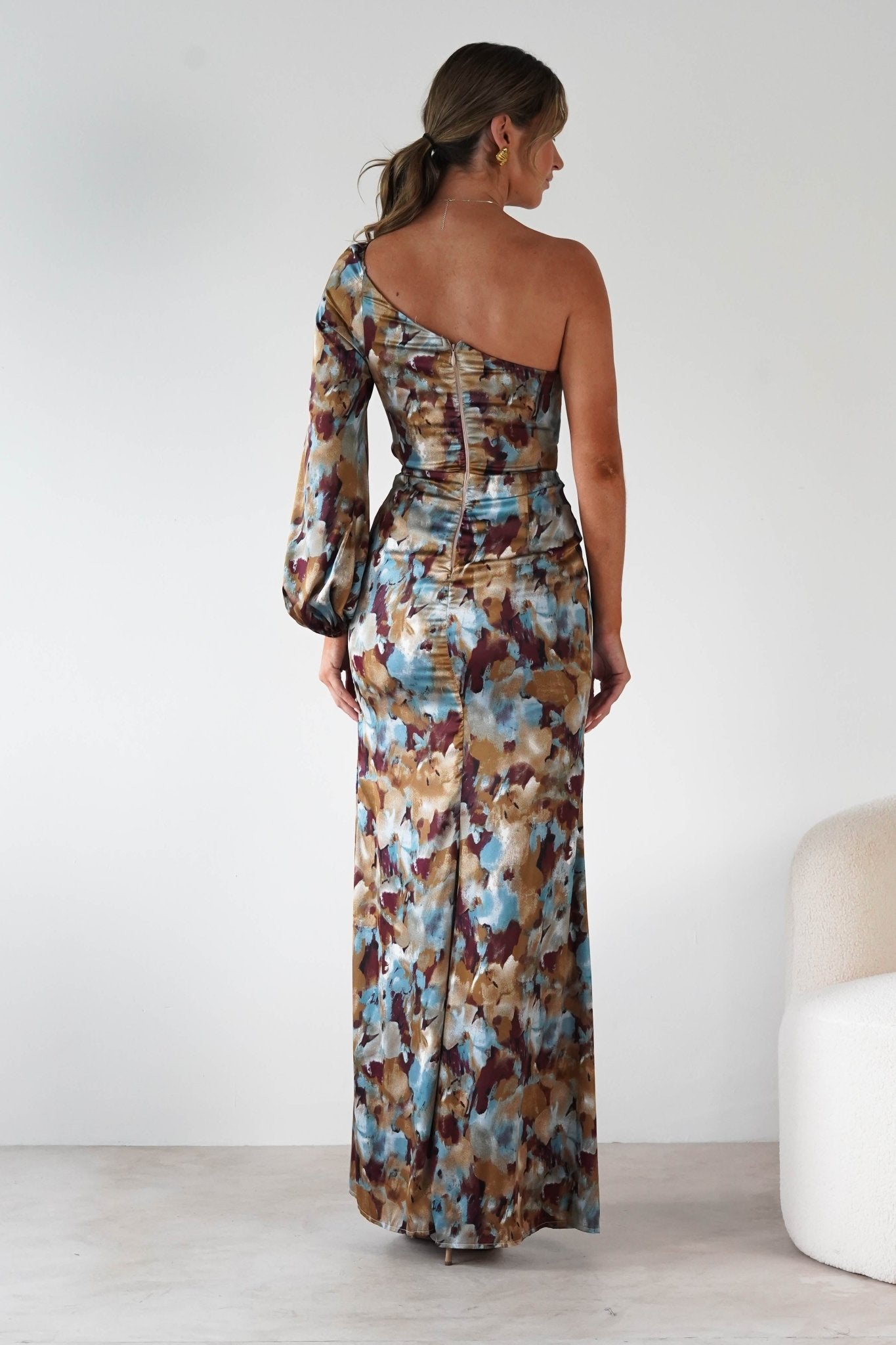 Corina One Sleeve Maxi Dress Mixed Print | Wedding Guest Dress | One Shoulder | Maxi | Oh Hello Clothing