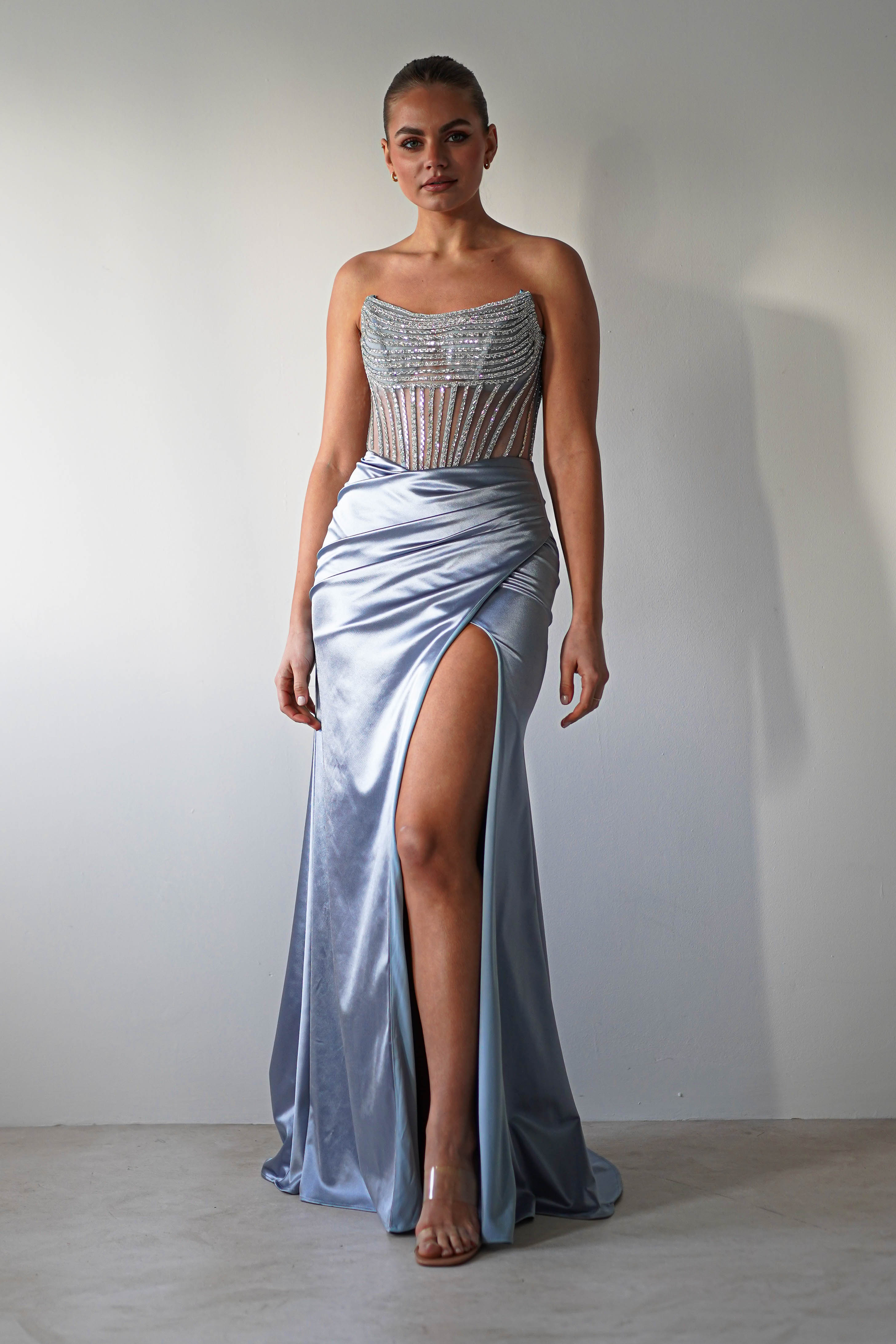 Crystal Bodycon Embellished Gown | Blue | Debs & Prom | Formal Gown | Oh Hello Clothing