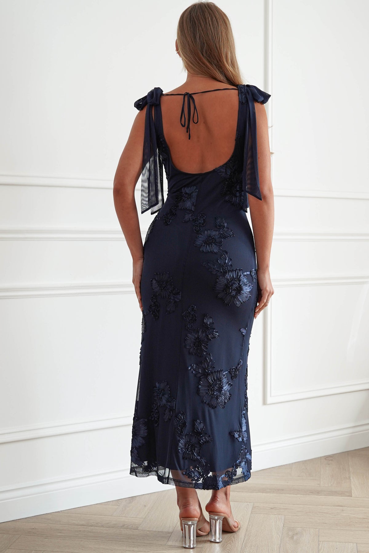 Oh Hello Clothing Women > Clothing > Dresses Cyra Floral Appliqué Maxi Dress | Navy
