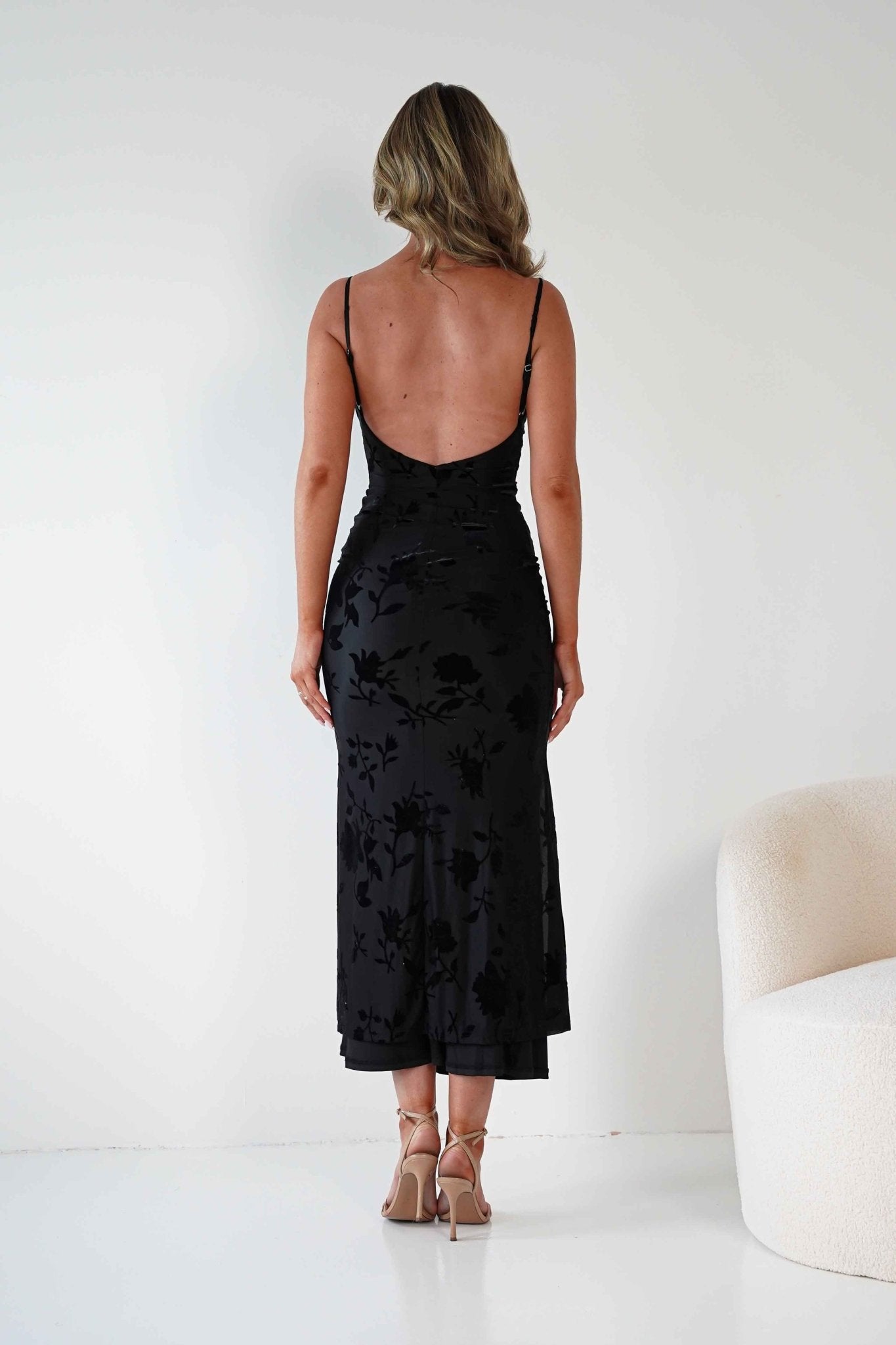 Dahlia Floral Jacquard Maxi Dress Black | Wedding Guest Dress | Maxi | Oh Hello Clothing