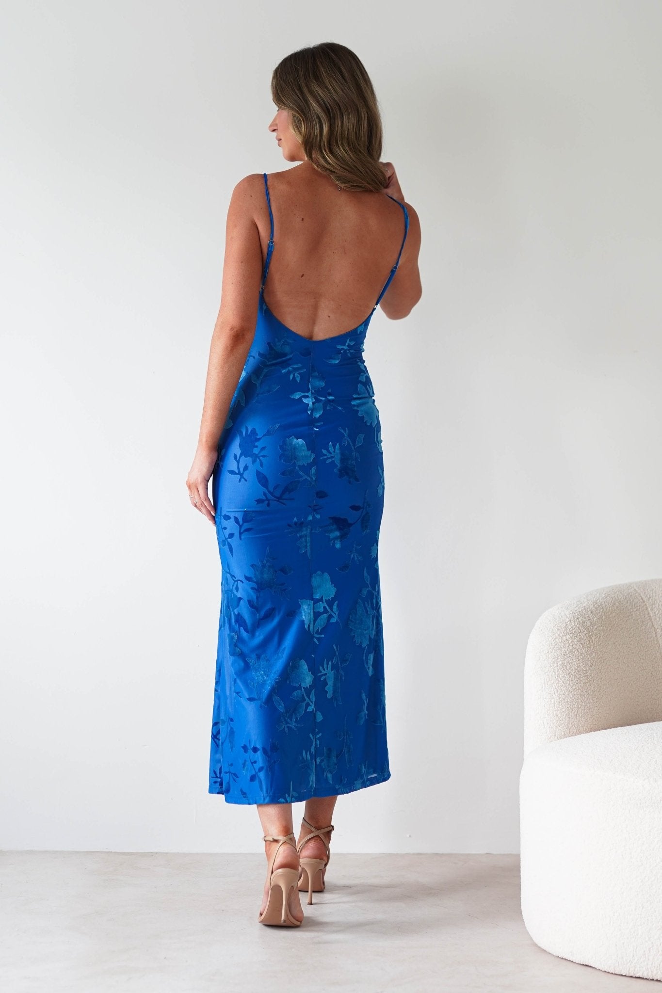 Dahlia Floral Jacquard Maxi Dress Royal Blue | Wedding Guest Dress | Maxi | Oh Hello Clothing