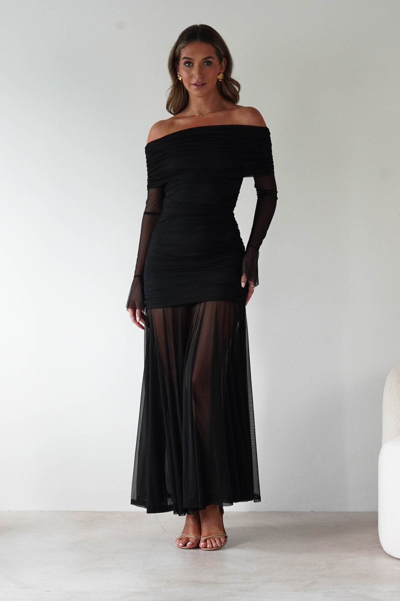 Dalton Mesh Maxi Dress Black | Wedding Guest Dress | Maxi | Mesh | Oh Hello Clothing