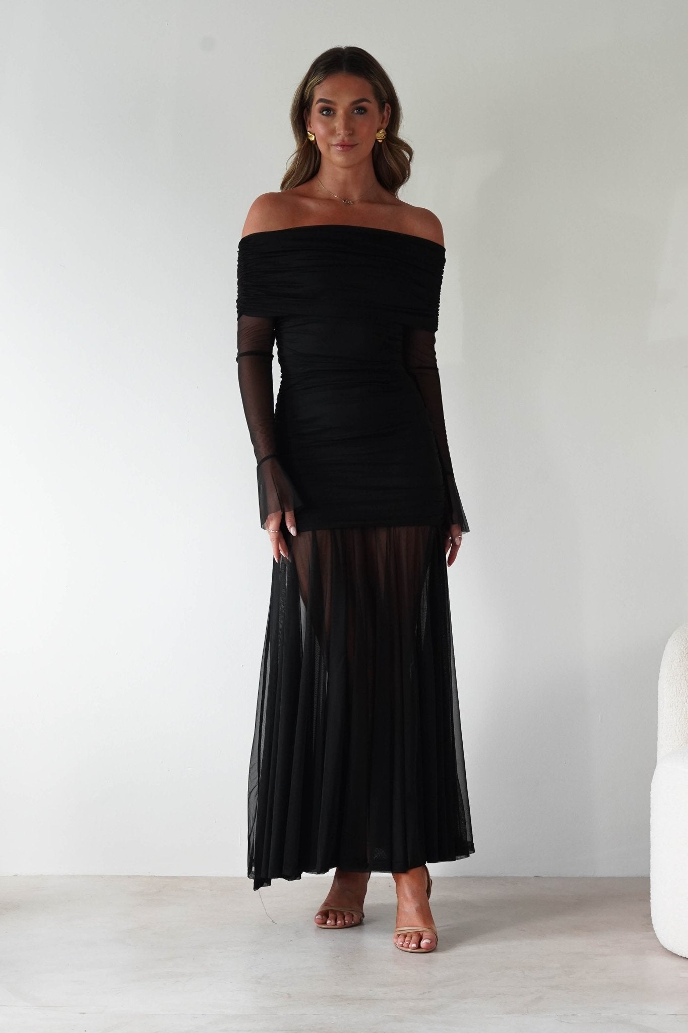 Dalton Mesh Maxi Dress Black | Wedding Guest Dress | Maxi | Mesh | Oh Hello Clothing