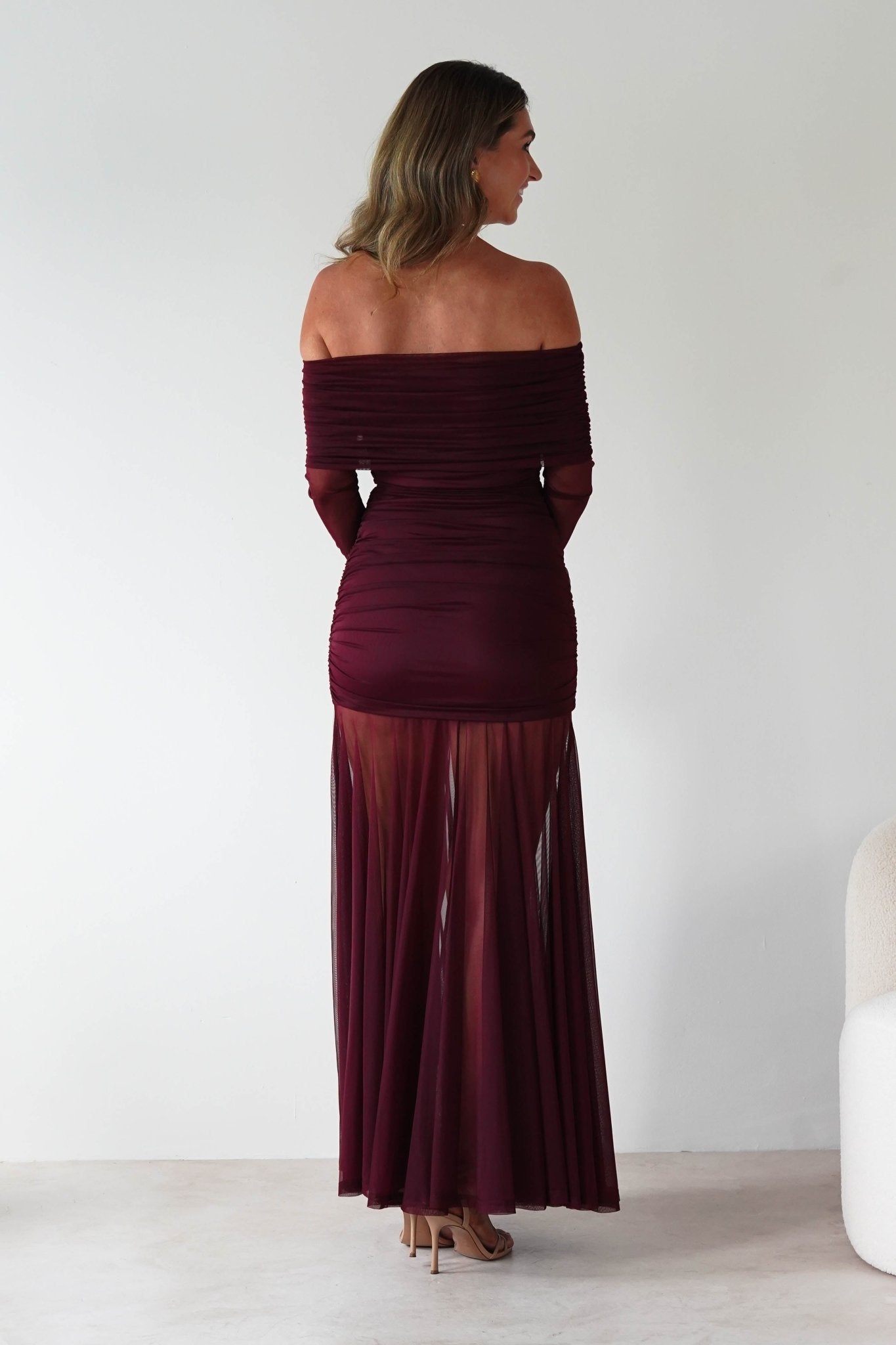Dalton Mesh Maxi Dress Wine | Wedding Guest Dress | Maxi | Mesh | Oh Hello Clothing