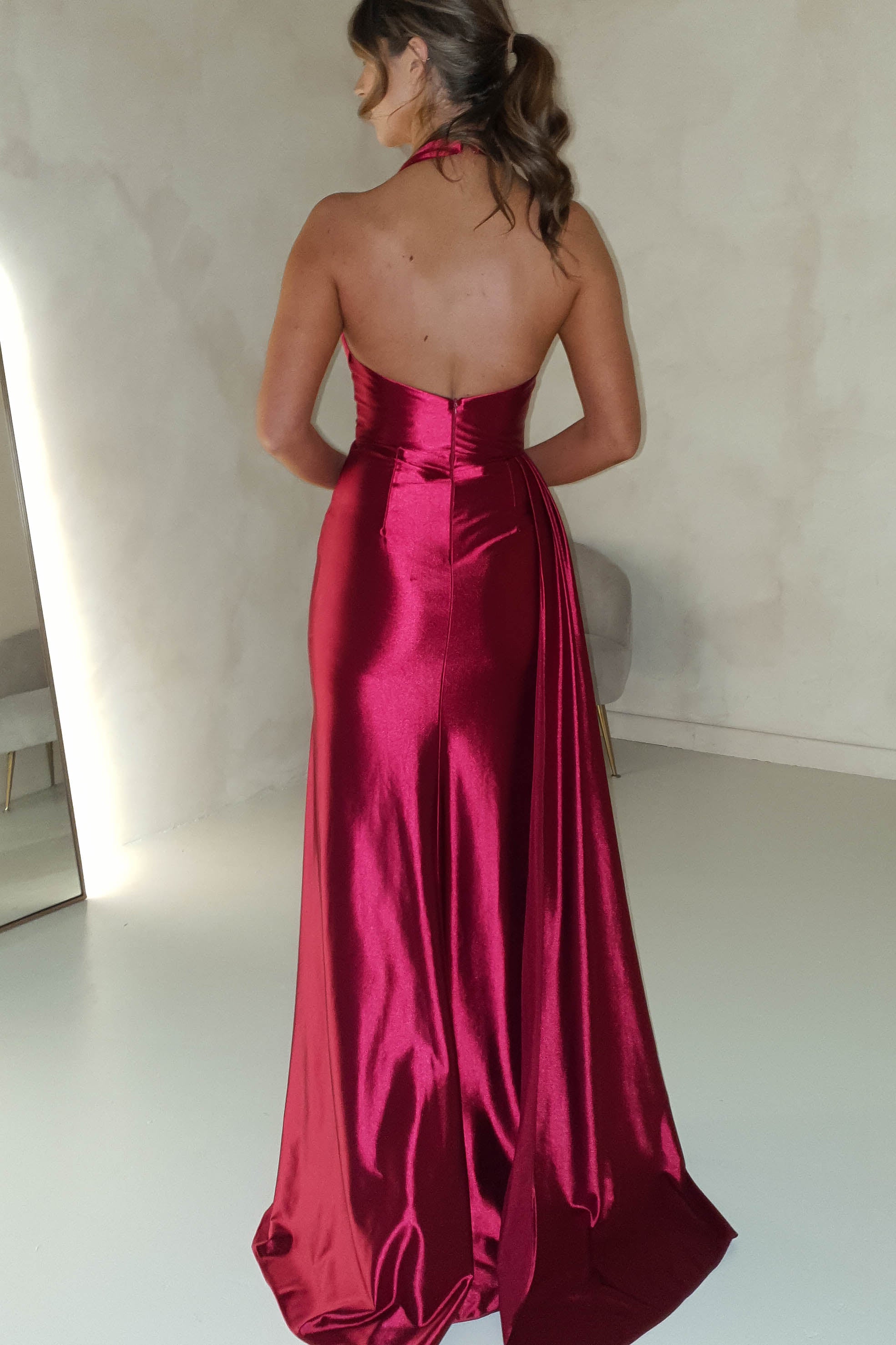 Daniella Halterneck Gown | Berry Red | Debs & Prom | Formal Gown | Oh Hello Clothing
