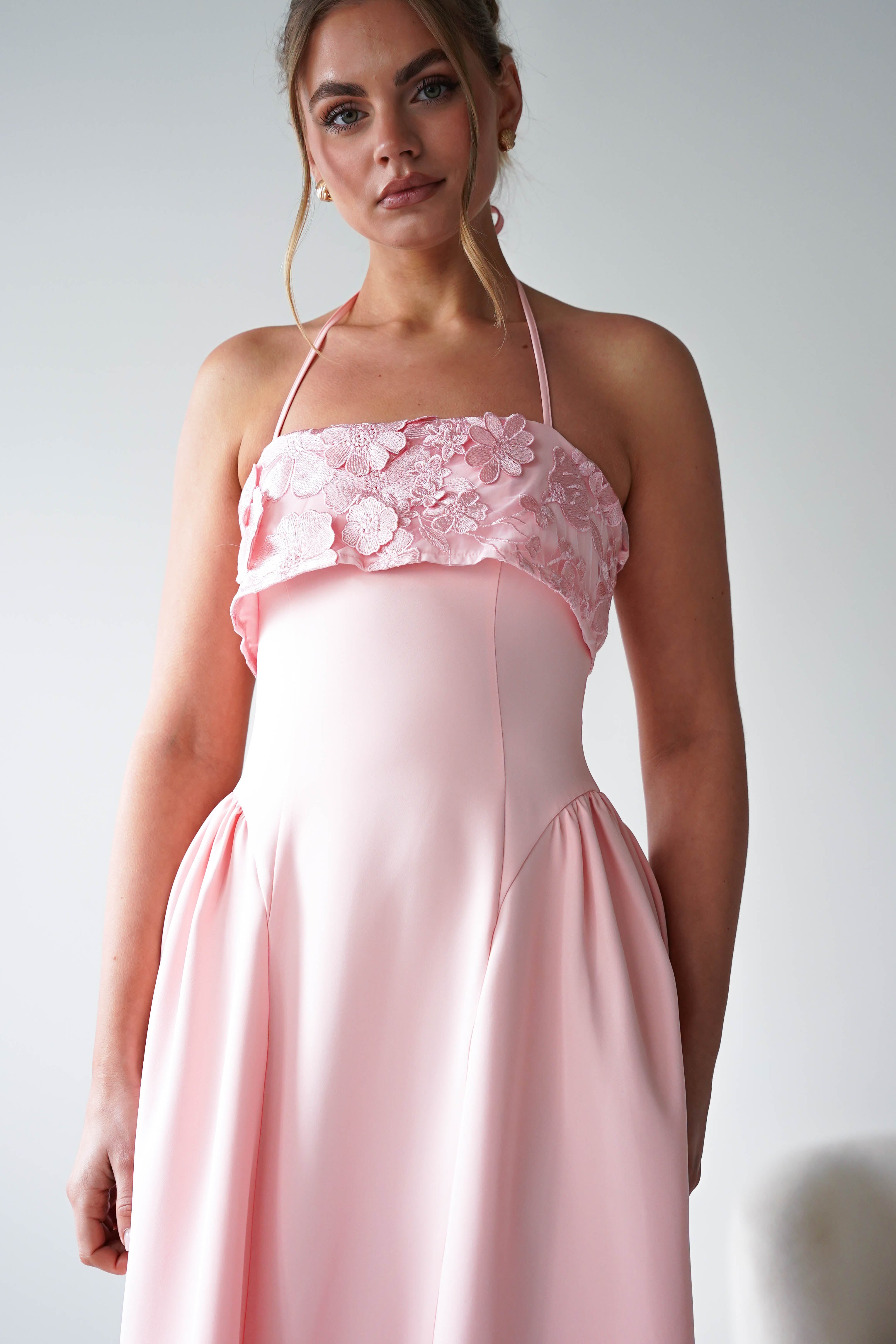 Oh Hello Clothing Women > Clothing > Dresses Daphne Embroidered Floral Midaxi Dress | Pink
