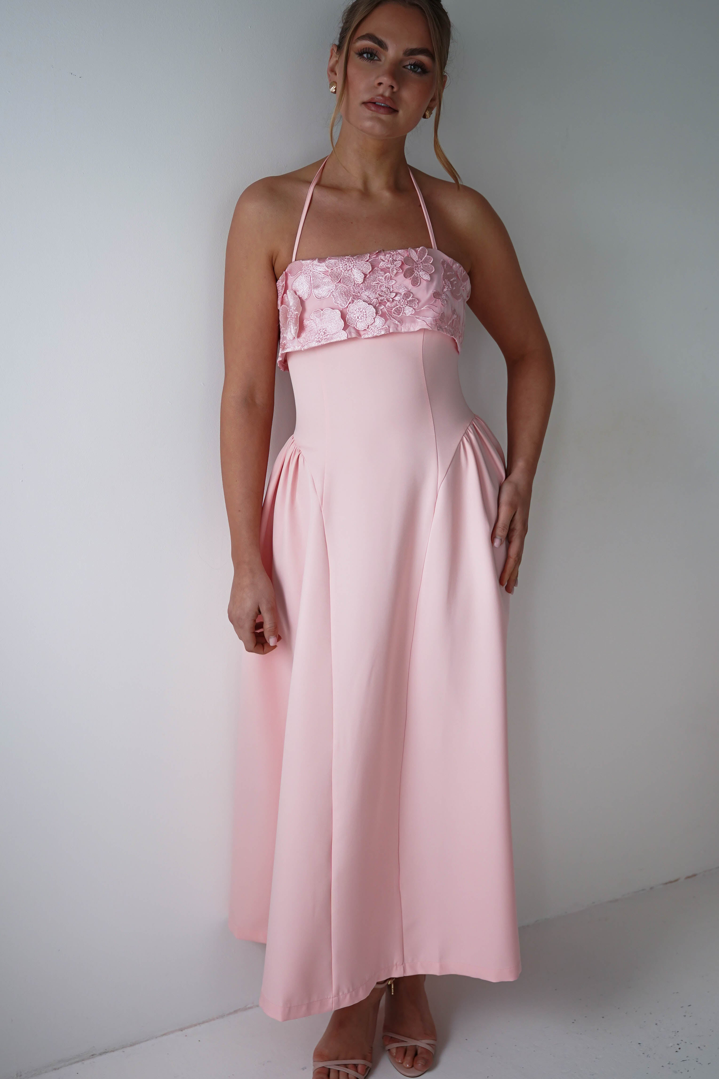 Oh Hello Clothing Women > Clothing > Dresses Daphne Embroidered Floral Midaxi Dress | Pink