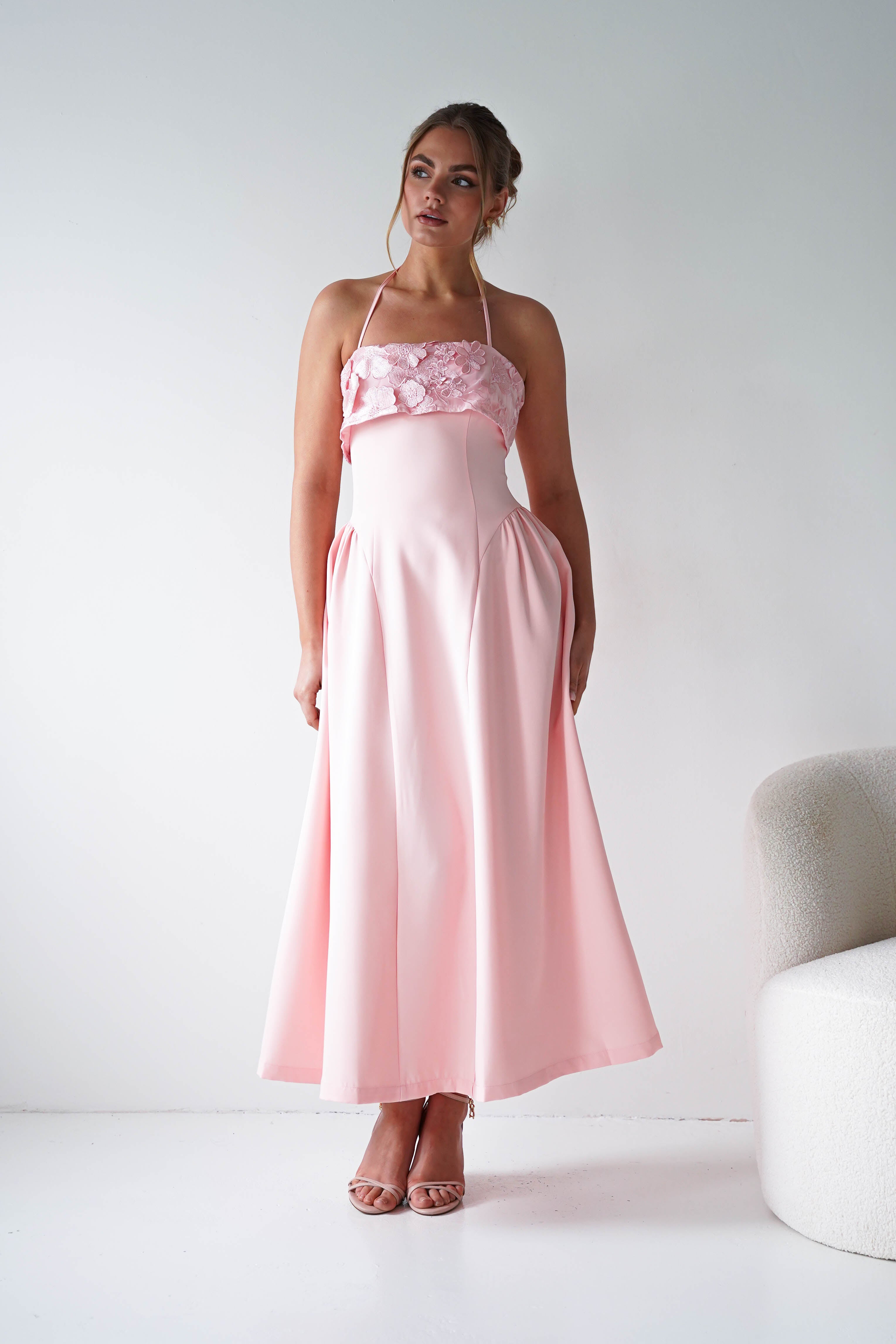 Oh Hello Clothing Women > Clothing > Dresses Daphne Embroidered Floral Midaxi Dress | Pink