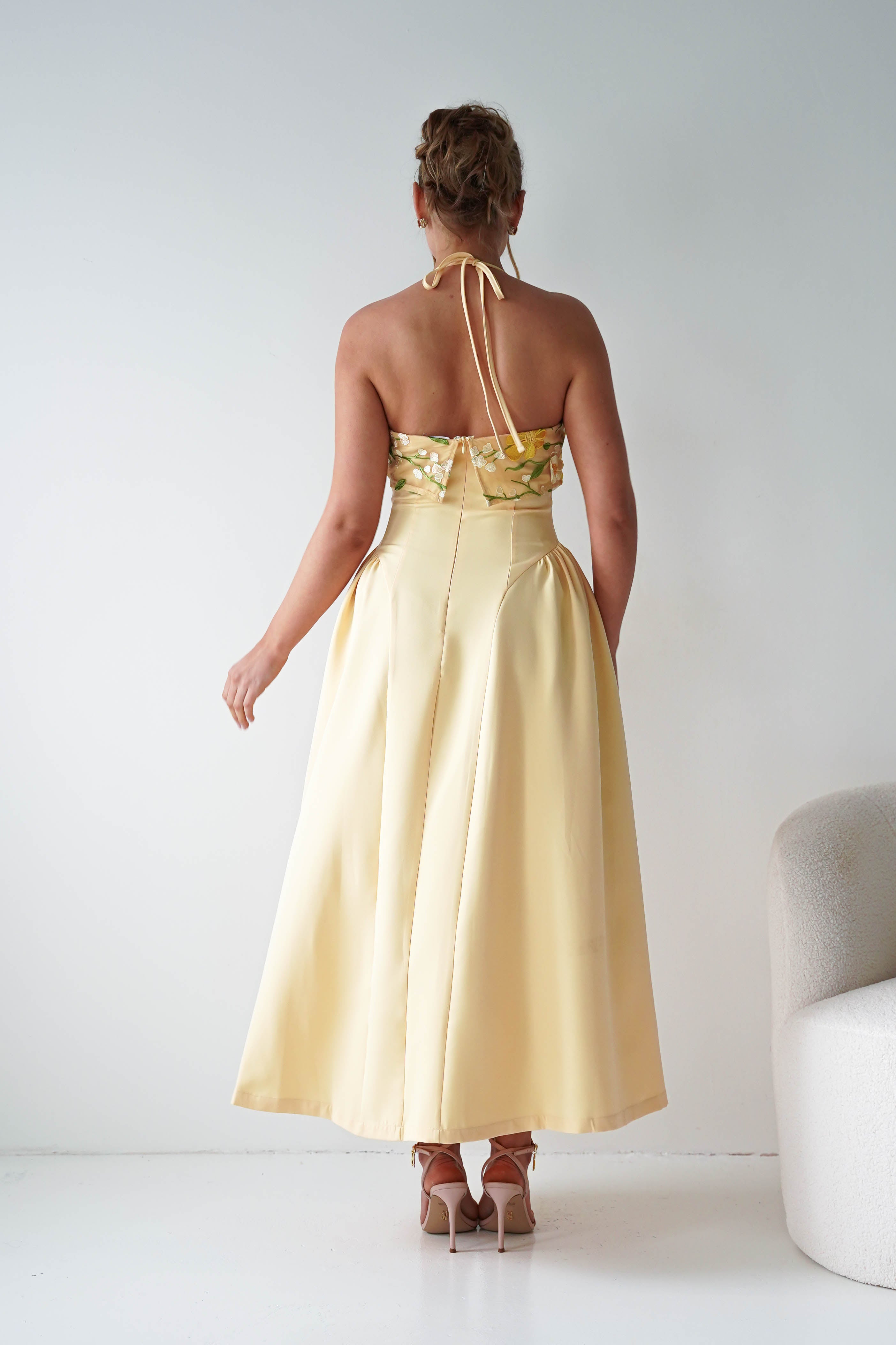 Oh Hello Clothing Women > Clothing > Dresses Daphne Embroidered Floral Midaxi Dress | Yellow