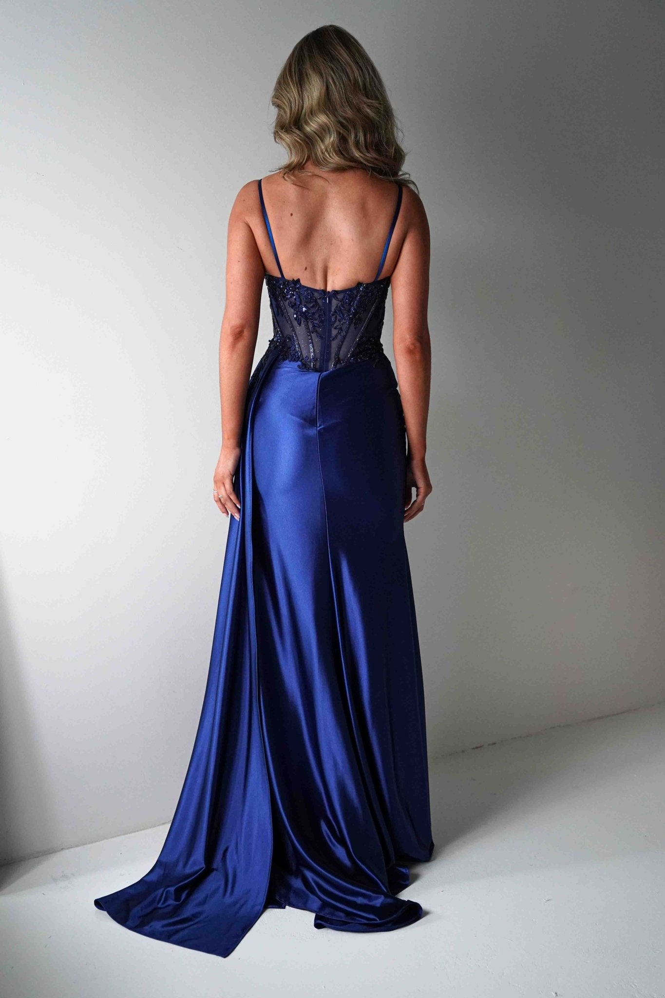 Diva Embellished Corset Gown | Royal Navy | Debs & Prom | Formal Gown | Oh Hello Clothing