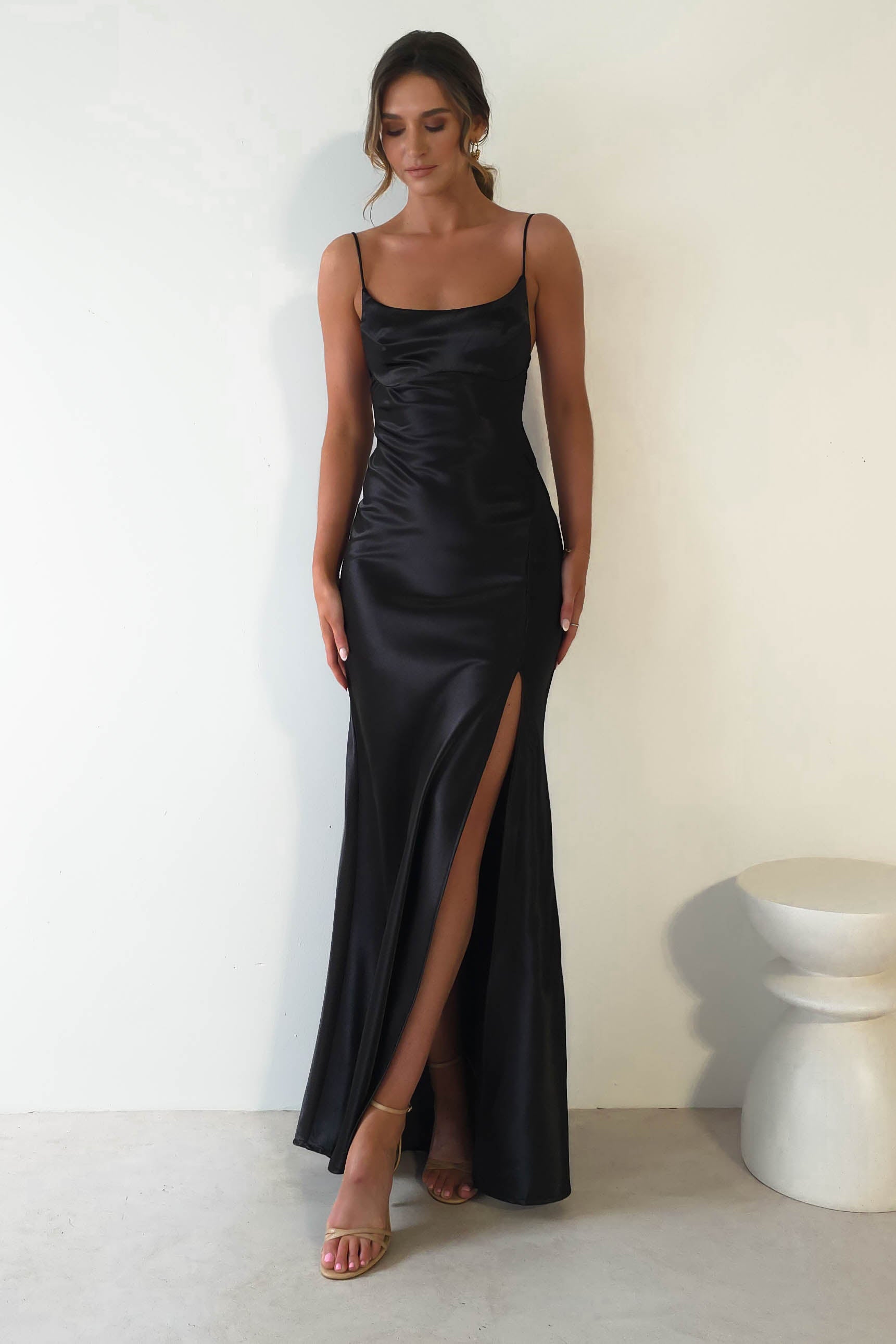 Celinee Satin Maxi Gown | Black | Debs & Prom | Formal Gown | Oh Hello Clothing