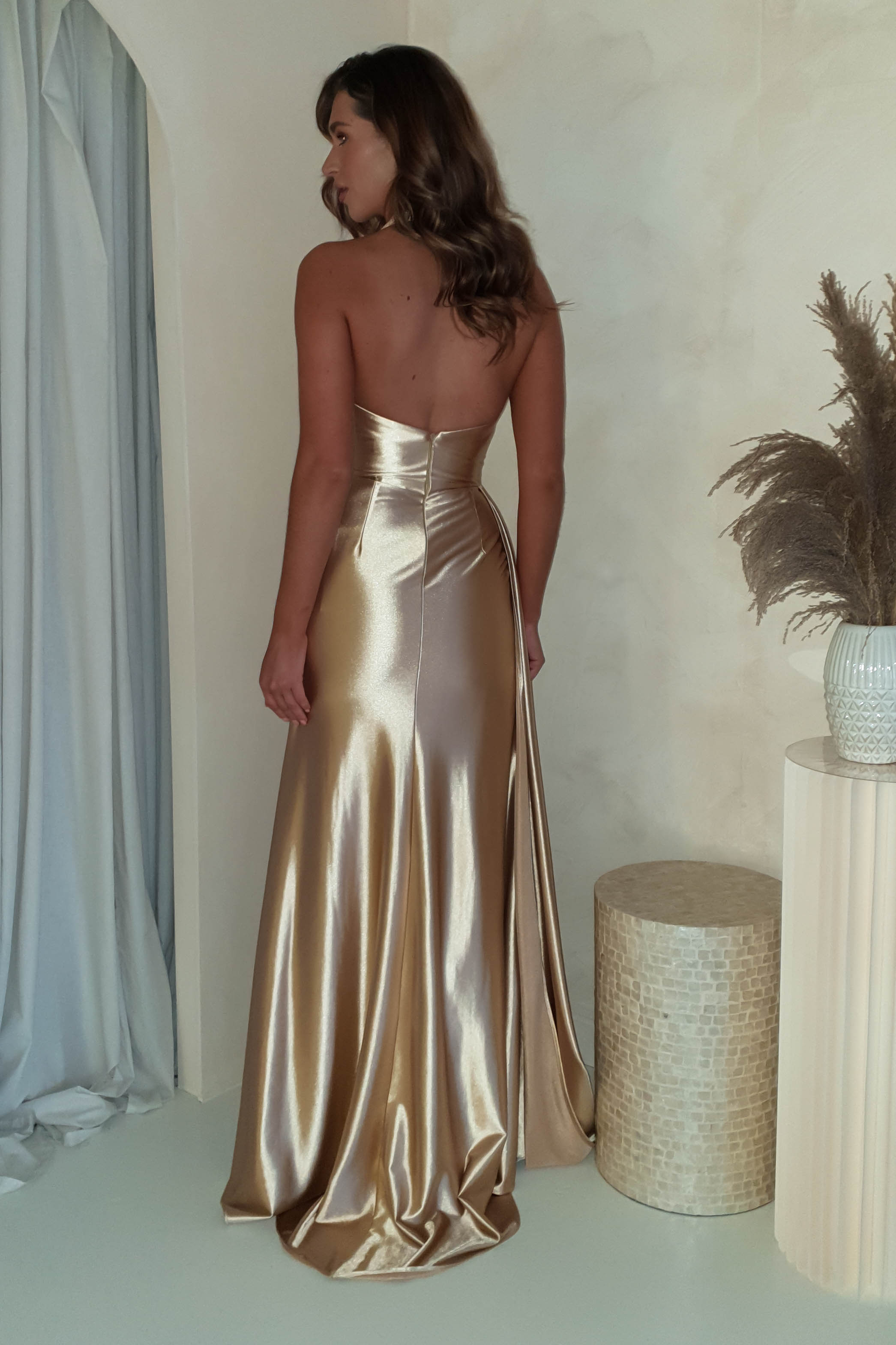 Daniella Halterneck Gown | Gold | Debs & Prom | Formal Gown | Oh Hello Clothing