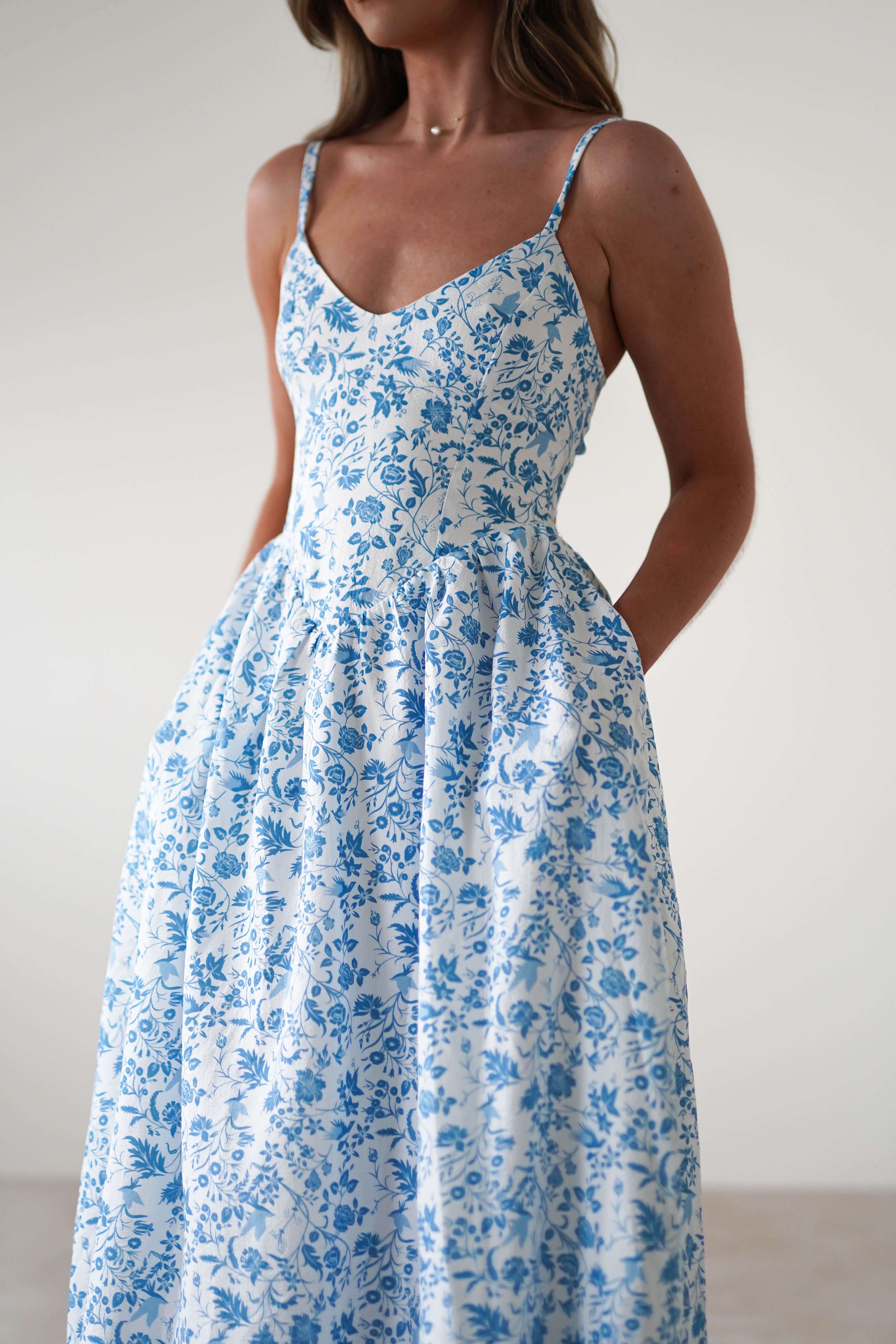 Carolyn Floral Print Maxi Dress Blue/White | Wedding Guest Dress | Maxi | Oh Hello Clothing