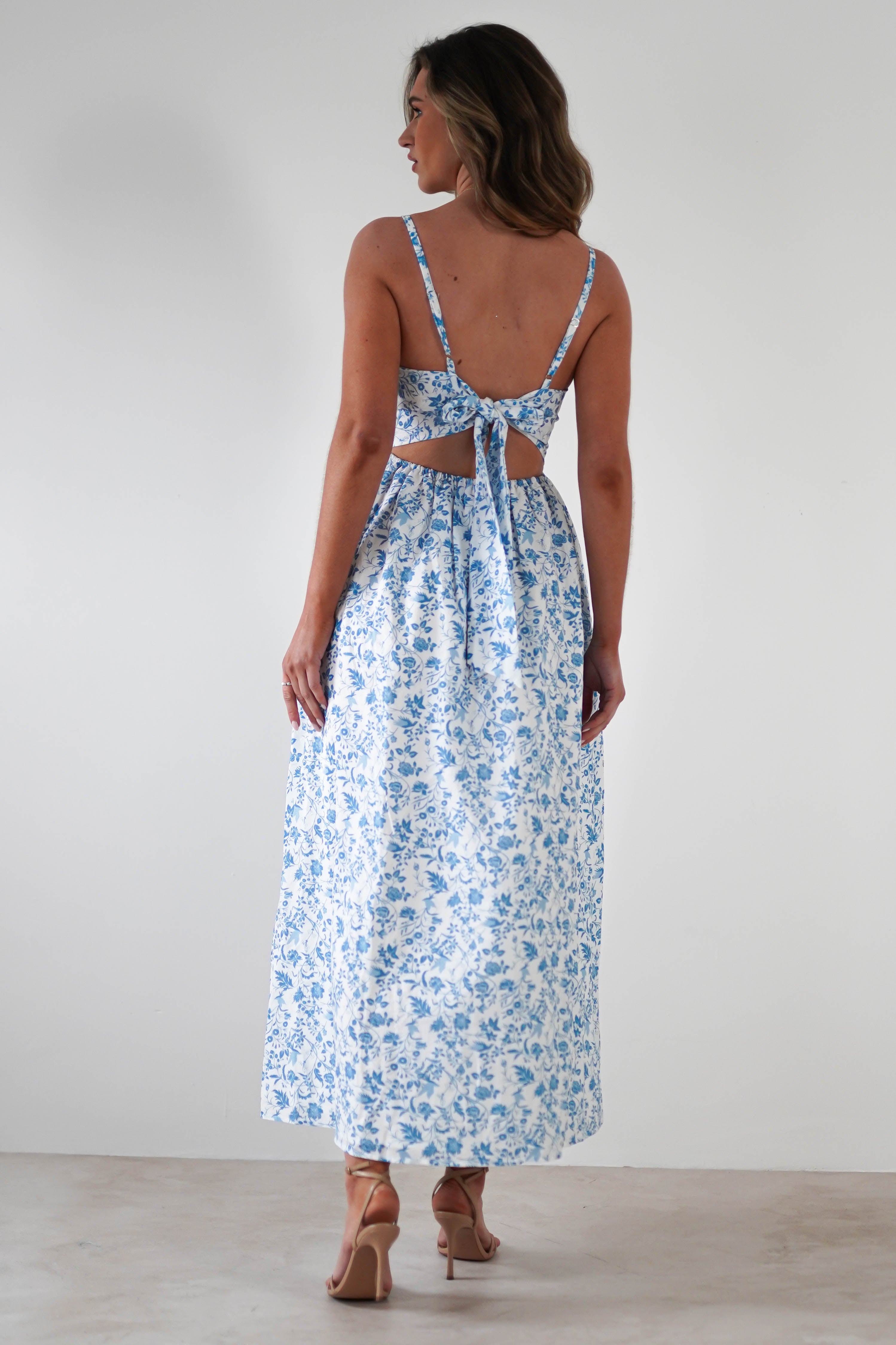 Carolyn Floral Print Maxi Dress Blue/White | Wedding Guest Dress | Maxi | Oh Hello Clothing