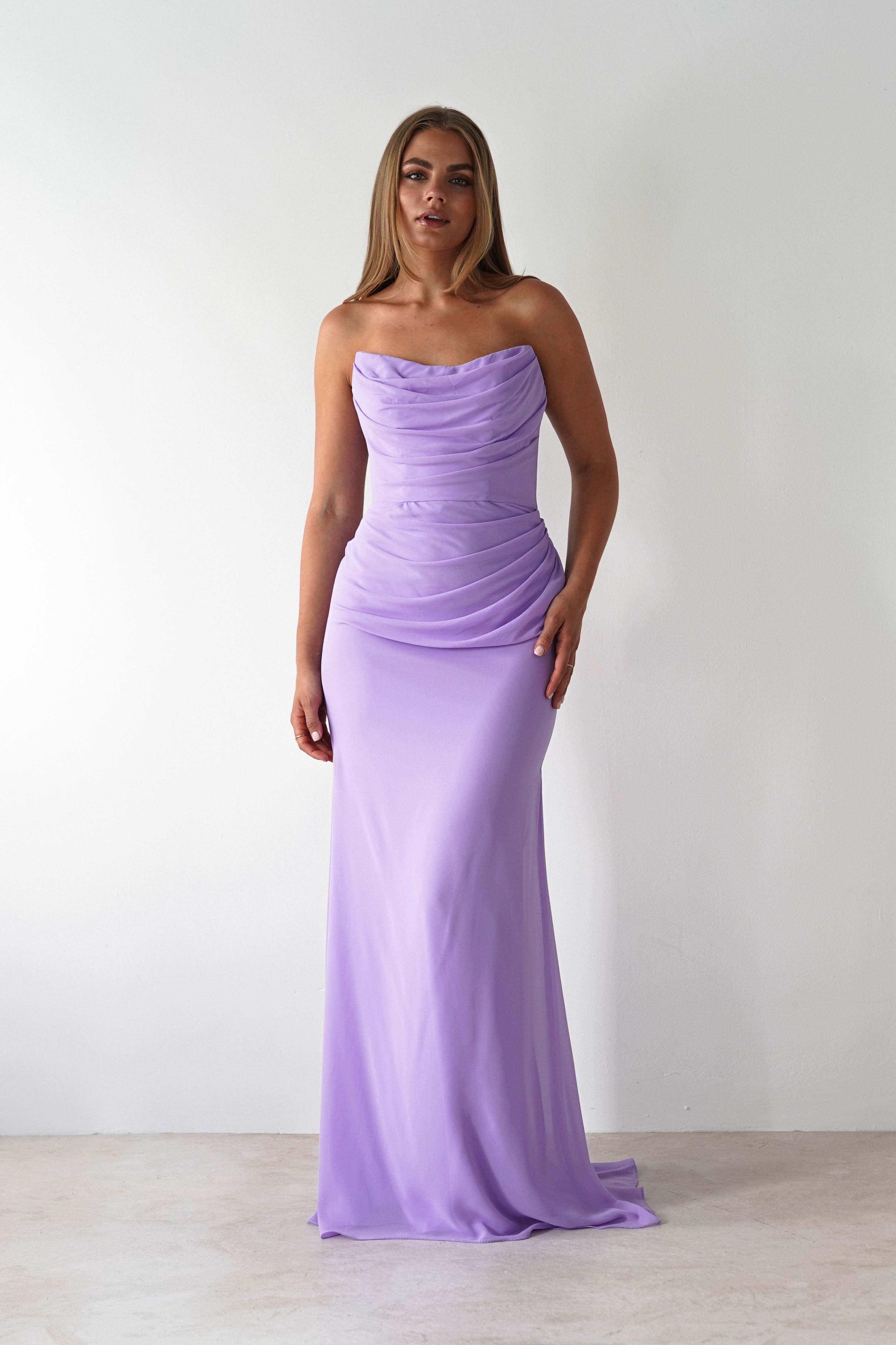 Caterina Strapless Maxi Dress Lilac | Wedding Guest Dress | Maxi | Oh Hello Clothing
