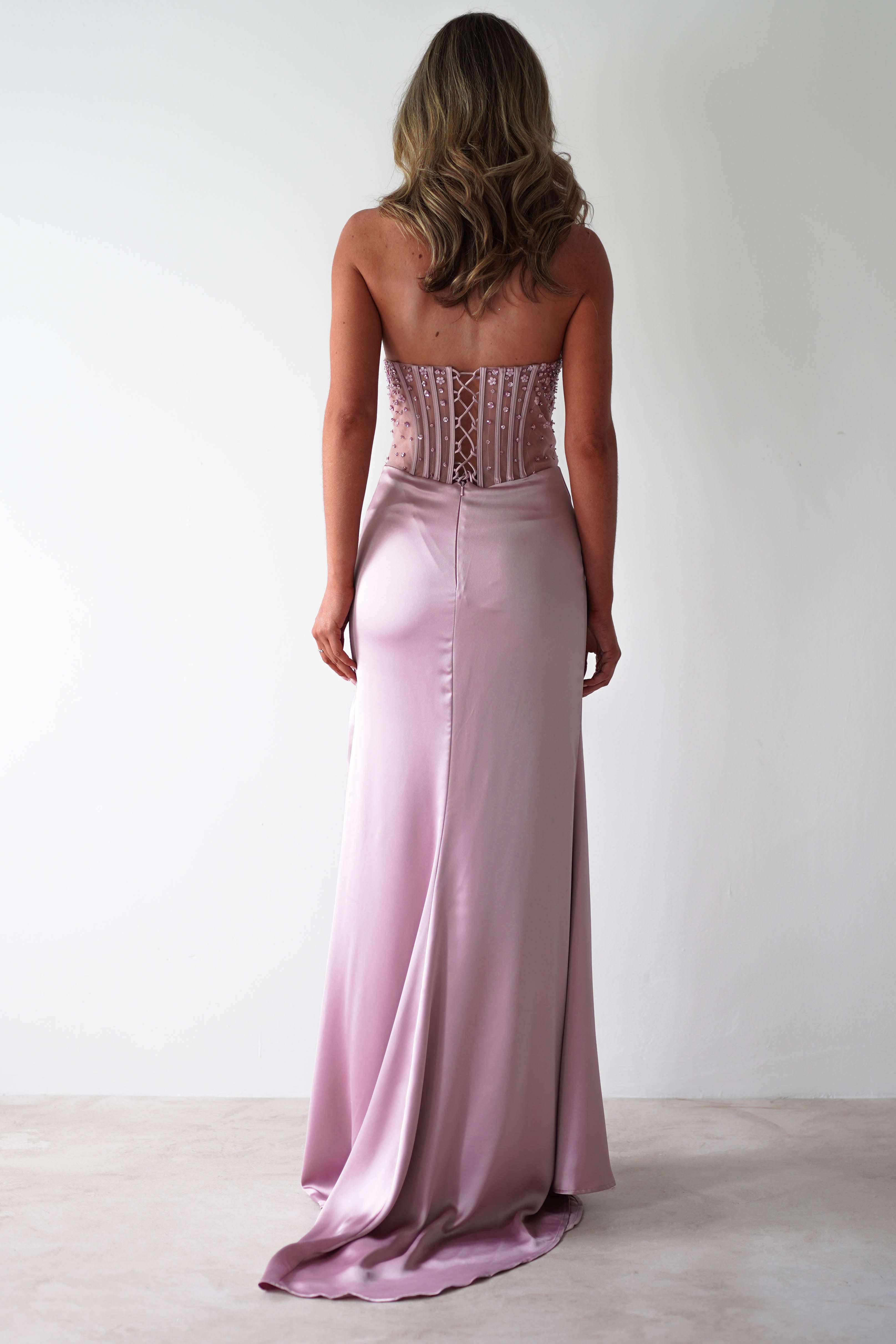 Theodora Strapless Embellished Gown | Mauve | Debs & Prom | Formal Gown | Oh Hello Clothing