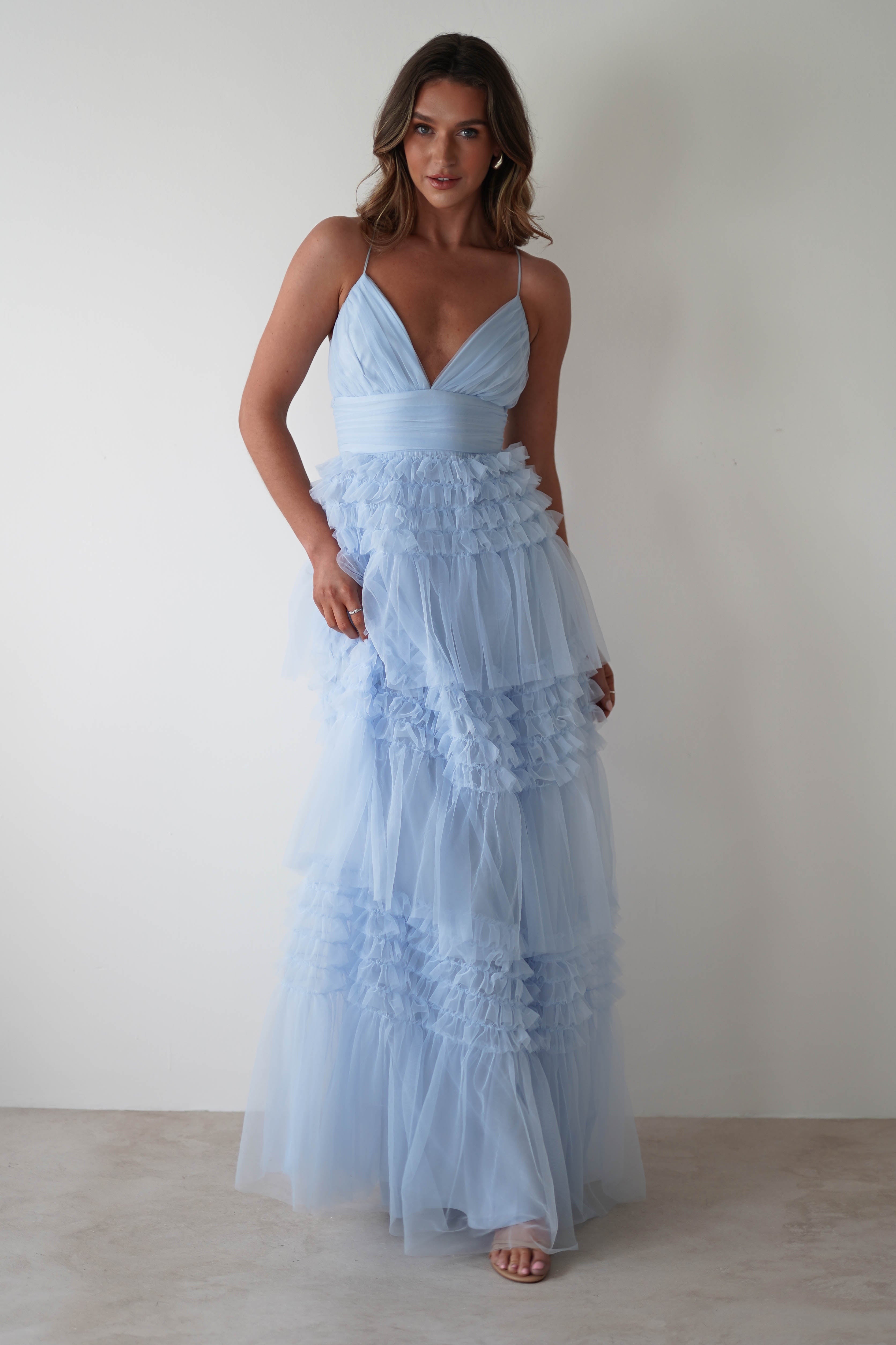MANIJU On Sale Madeleine Tulle Layered Maxi Dress | Blue