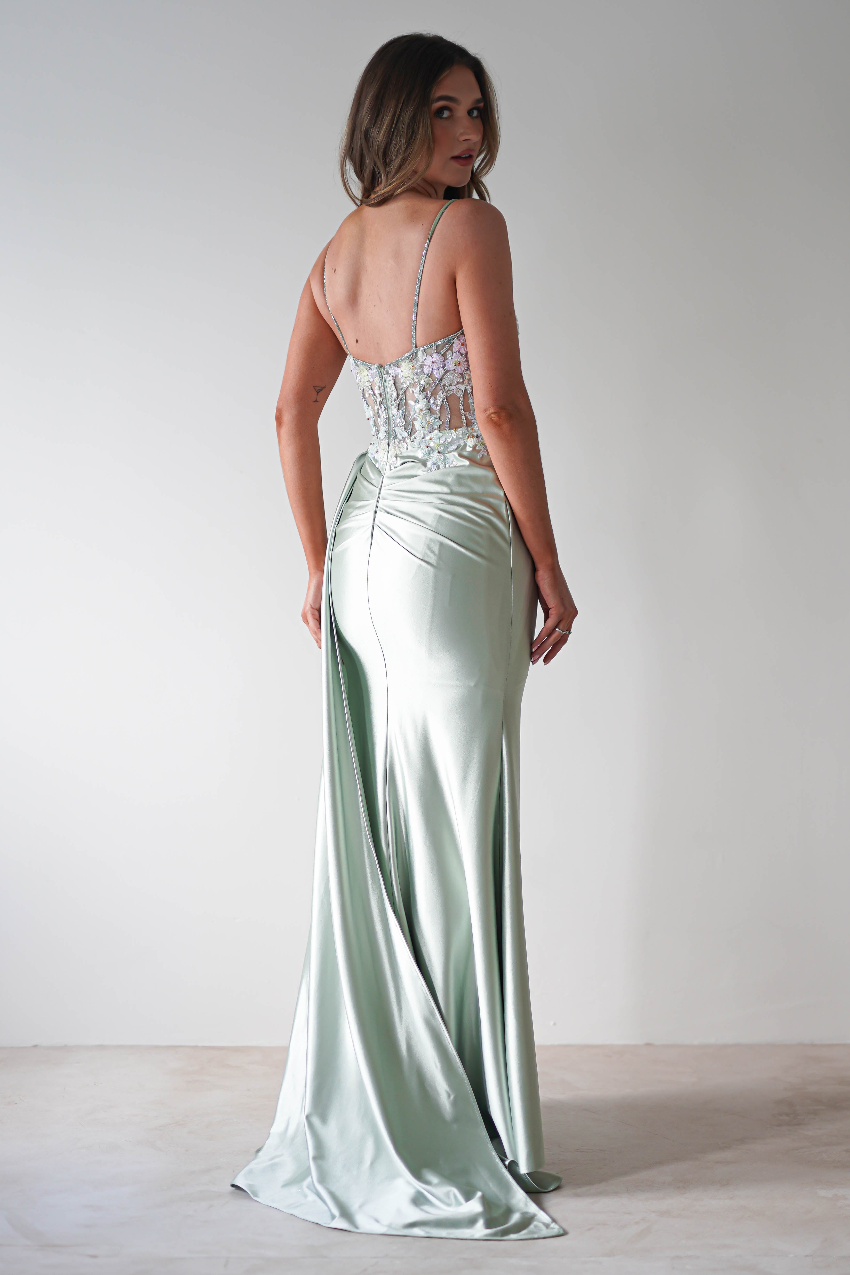 Annabel Embellished Bodycon Gown | Sage | Debs & Prom | Formal Gown | Oh Hello Clothing