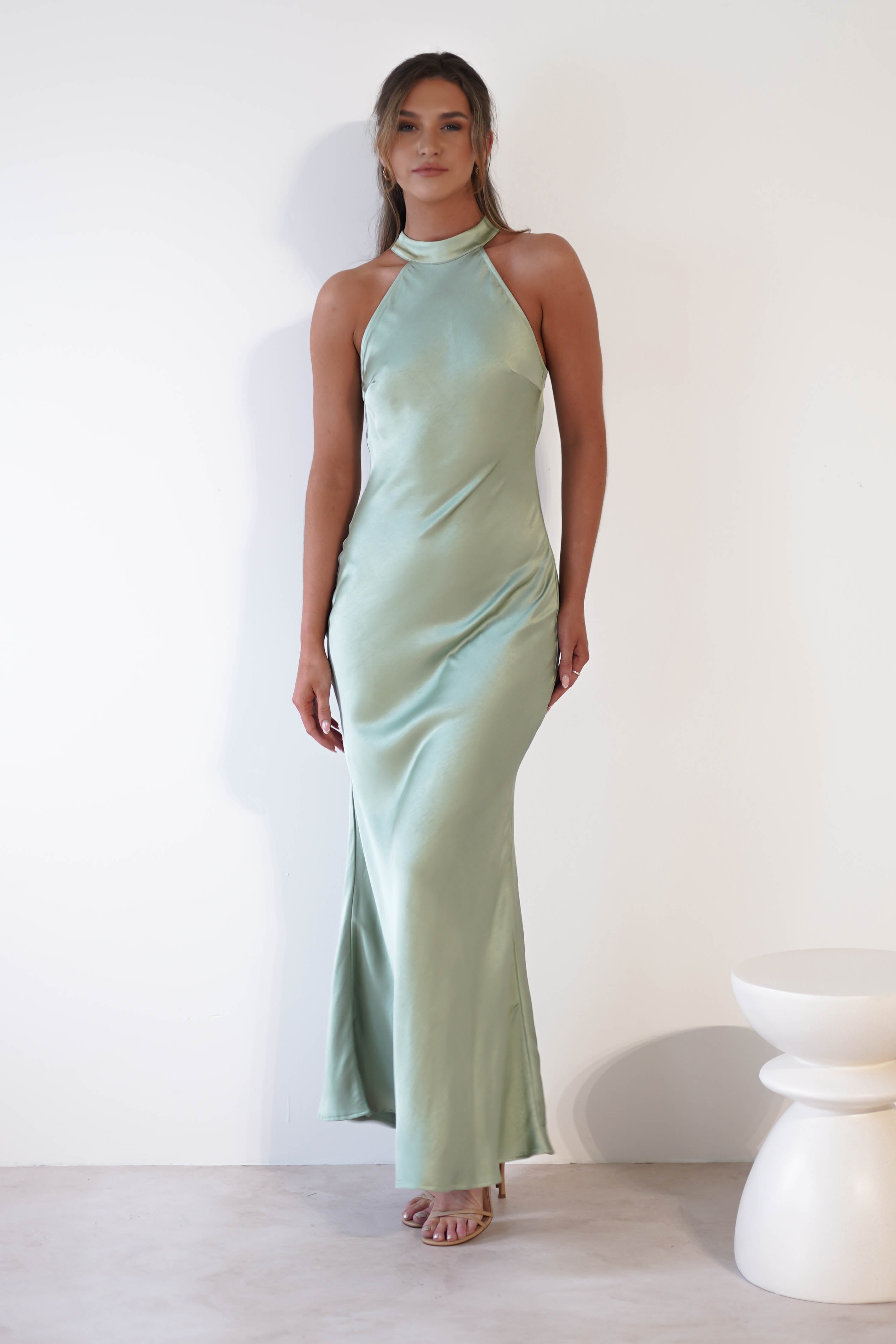 Natalia Soft Satin Maxi Dress | Sage Green | Oh Hello Clothing