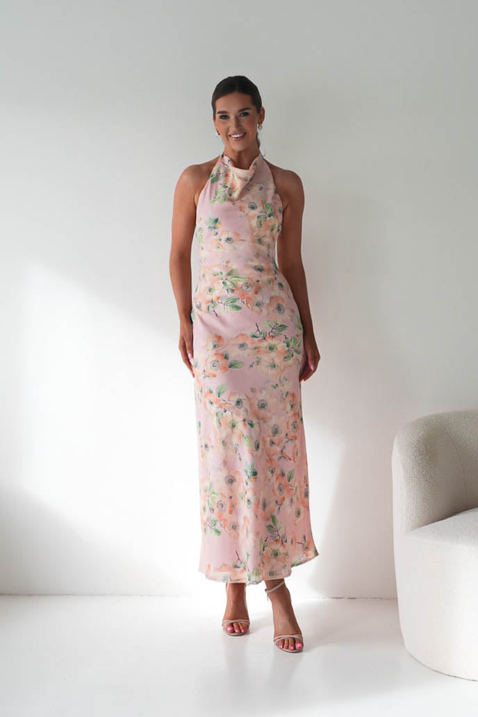 Oh Hello Clothing Women > Clothing > Dresses Elaina Halternack Floral Maxi Dress | Peach/Sage