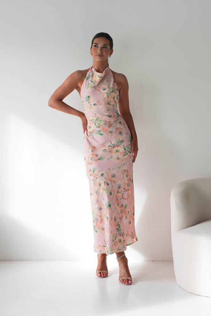 Oh Hello Clothing Women > Clothing > Dresses Elaina Halternack Floral Maxi Dress | Peach/Sage