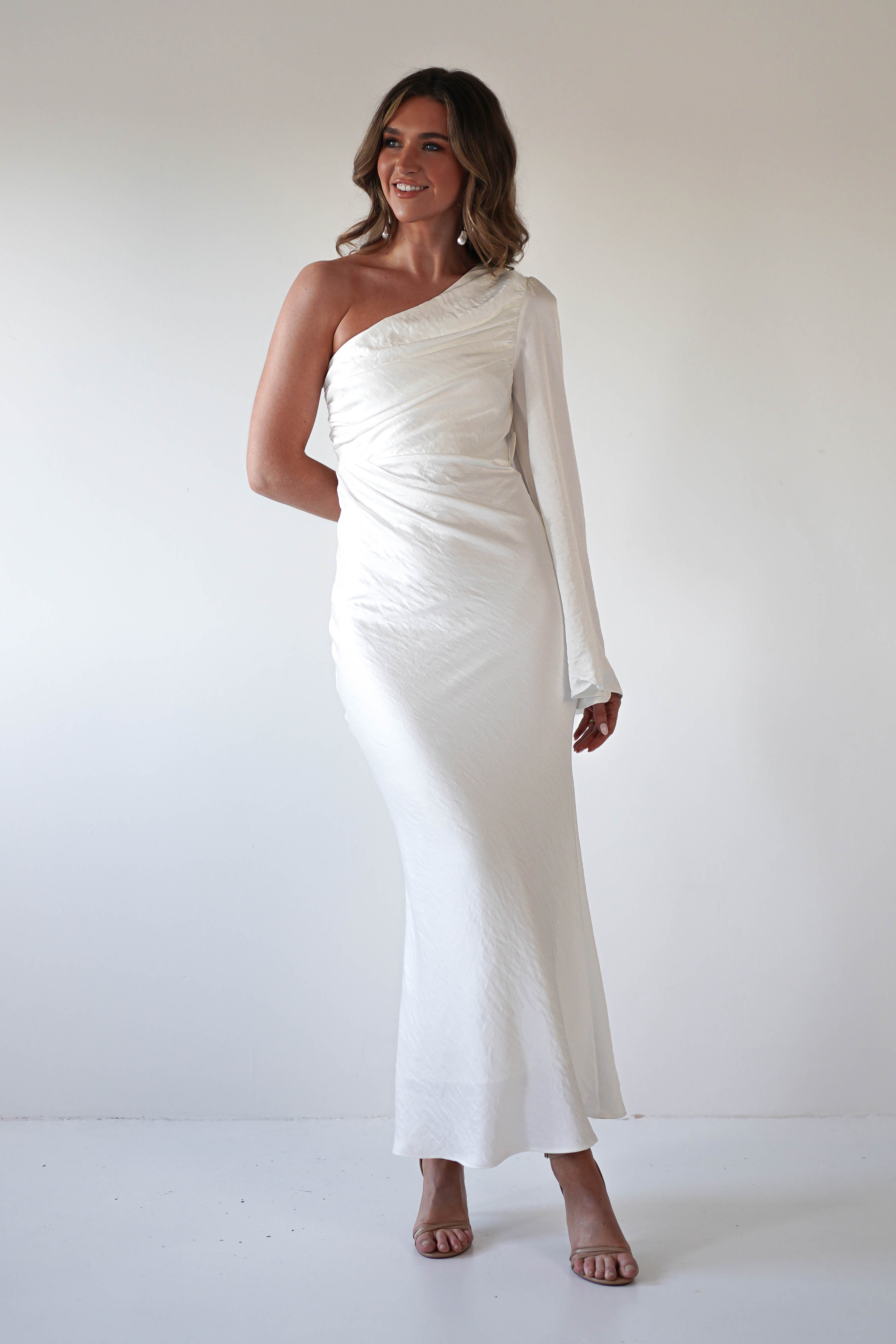 Sylvana Silky Maxi Dress | Ivory | Graduation | Bride To Be Hen Dress | Oh Hello Clothing