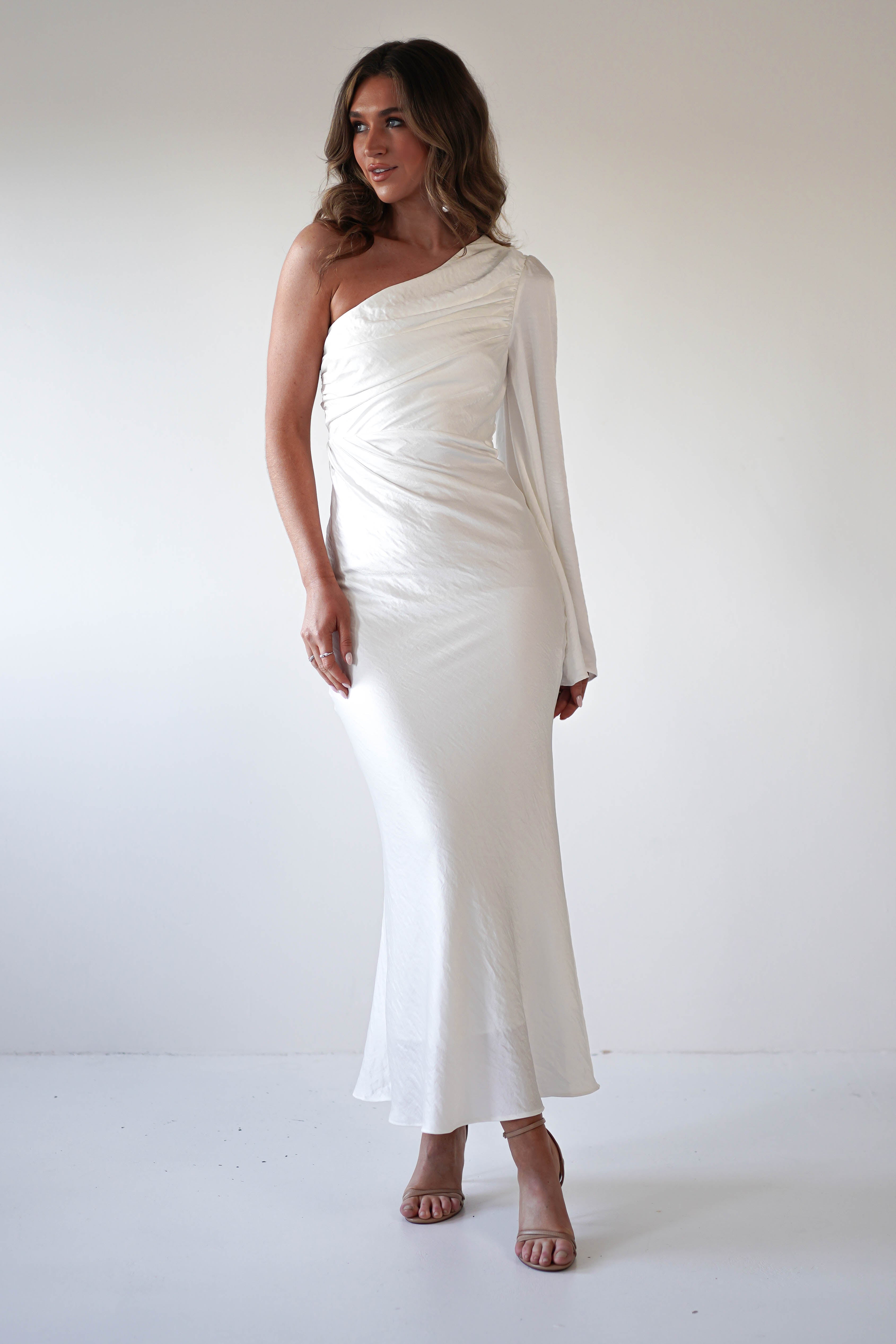 Sylvana Silky Maxi Dress | Ivory | Graduation | Bride To Be Hen Dress | Oh Hello Clothing