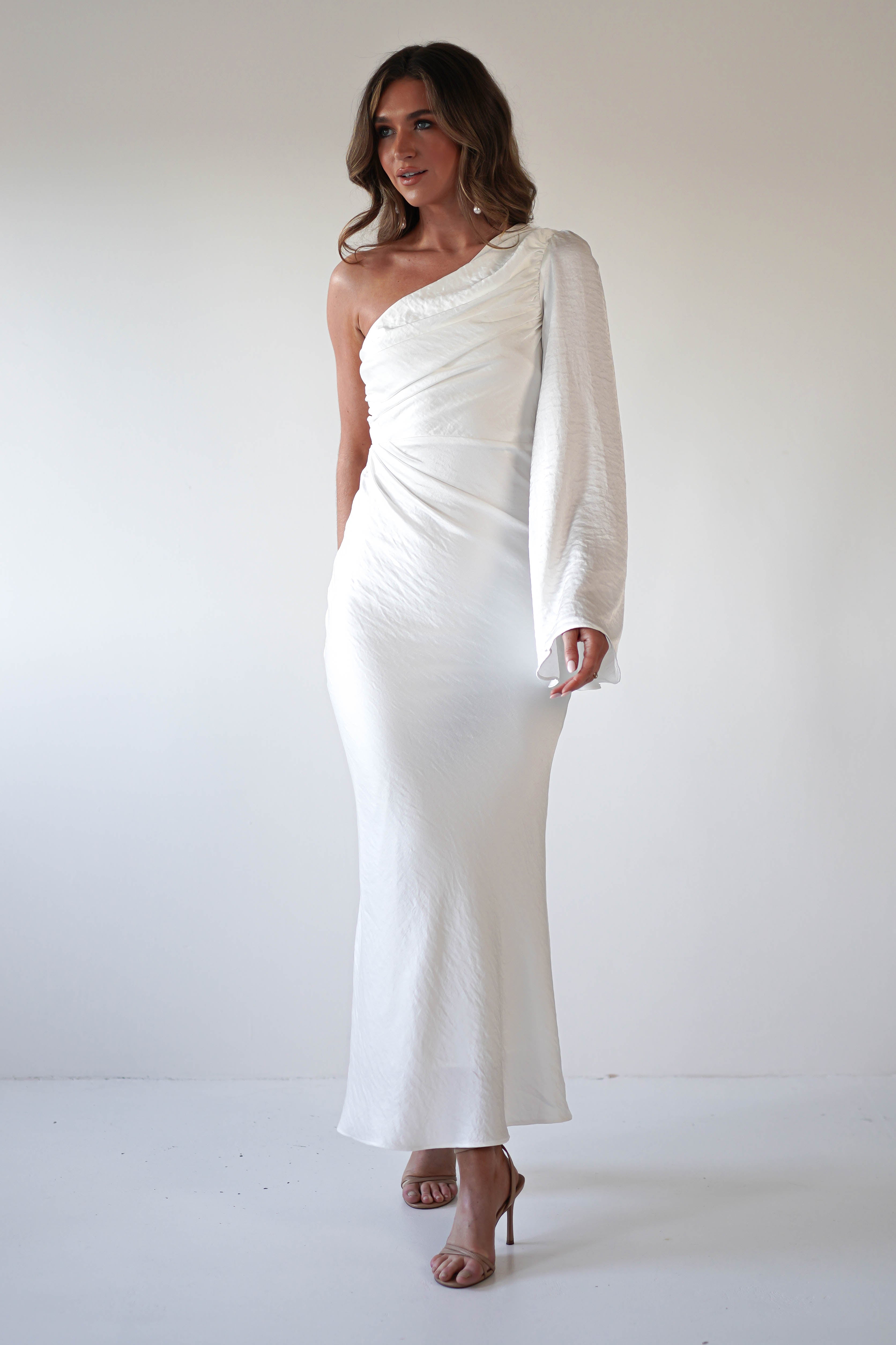 Sylvana Silky Maxi Dress | Ivory | Graduation | Bride To Be Hen Dress | Oh Hello Clothing