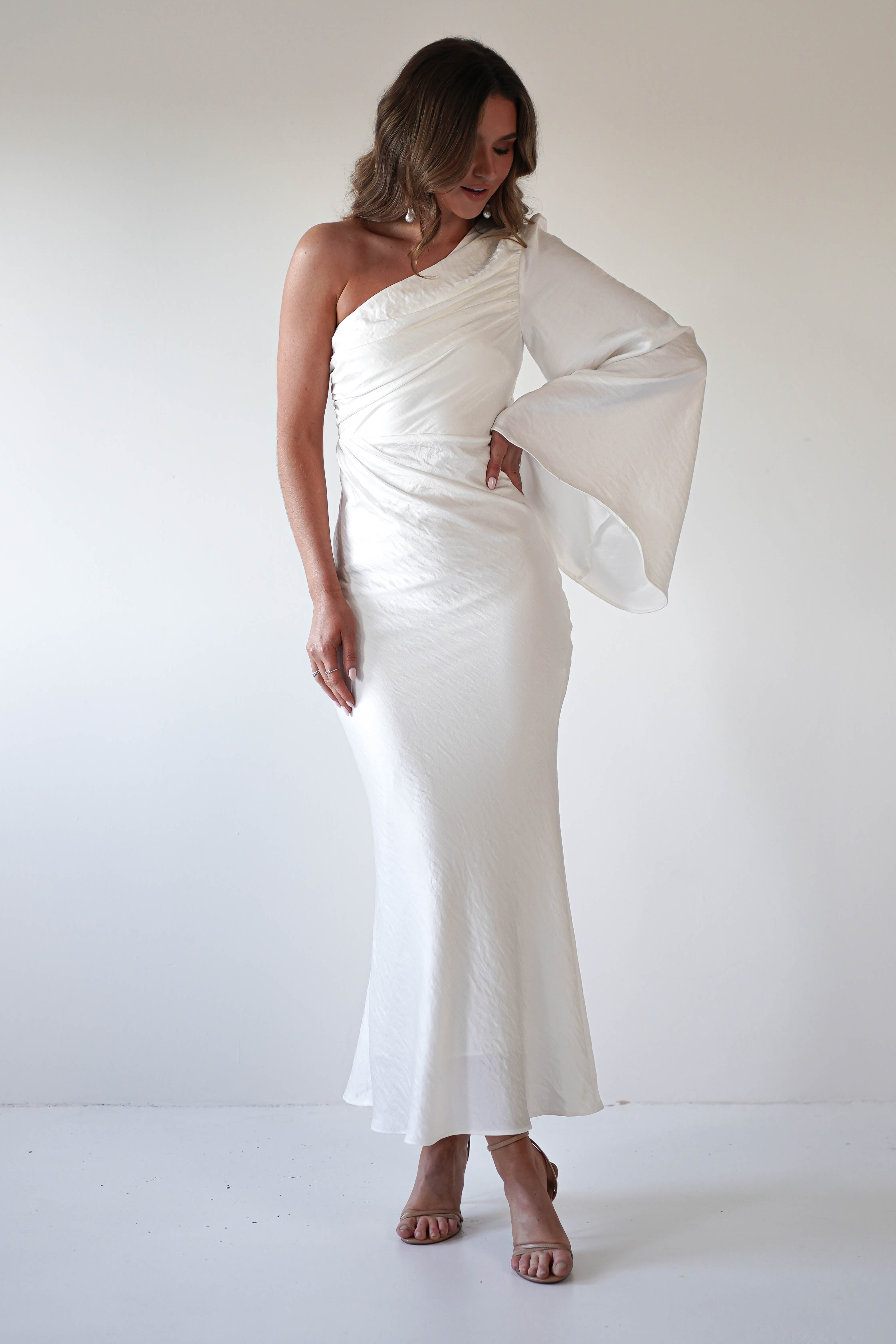 Sylvana Silky Maxi Dress | Ivory | Graduation | Bride To Be Hen Dress | Oh Hello Clothing