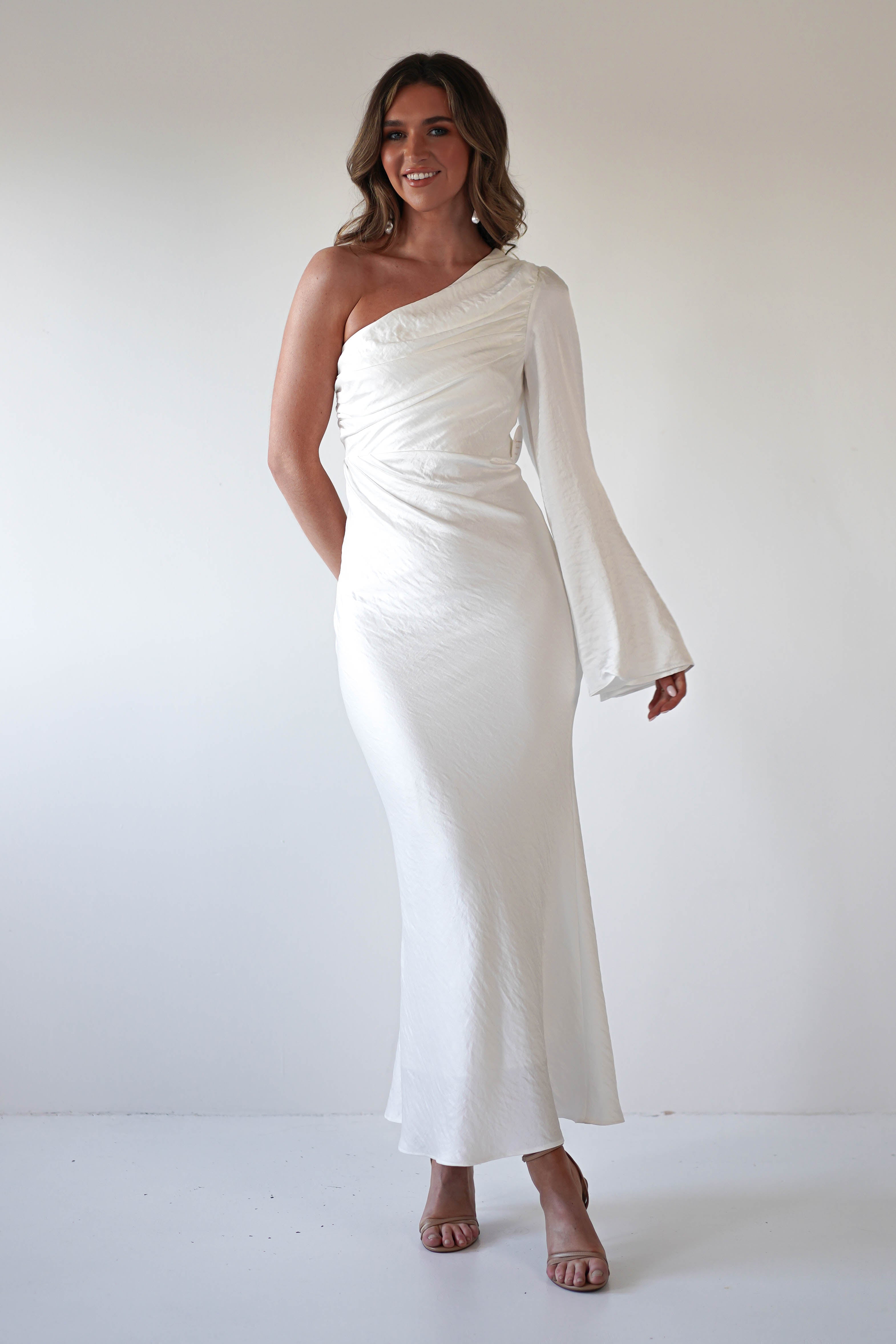 Sylvana Silky Maxi Dress | Ivory | Graduation | Bride To Be Hen Dress | Oh Hello Clothing