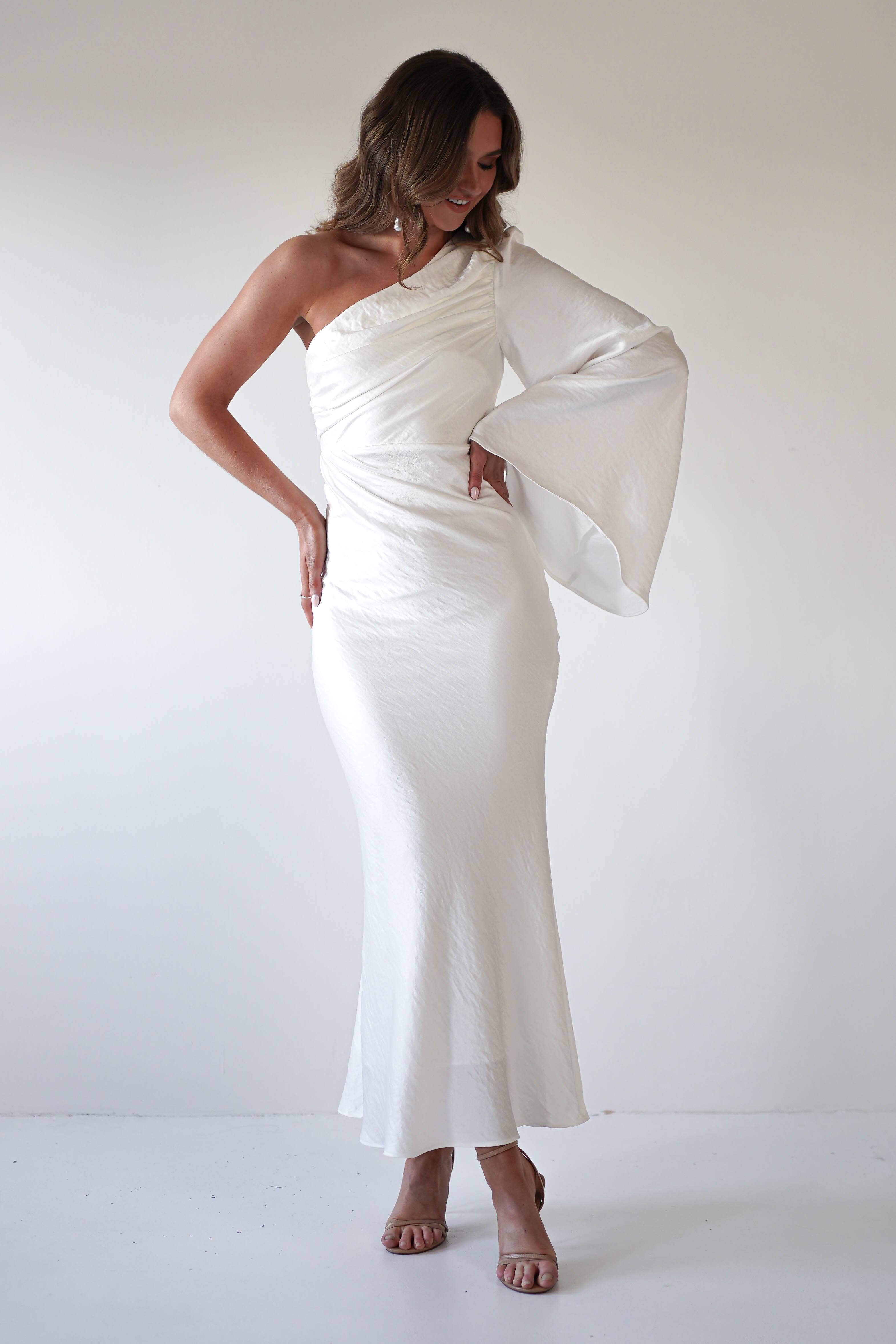 Sylvana Silky Maxi Dress | Ivory | Graduation | Bride To Be Hen Dress | Oh Hello Clothing