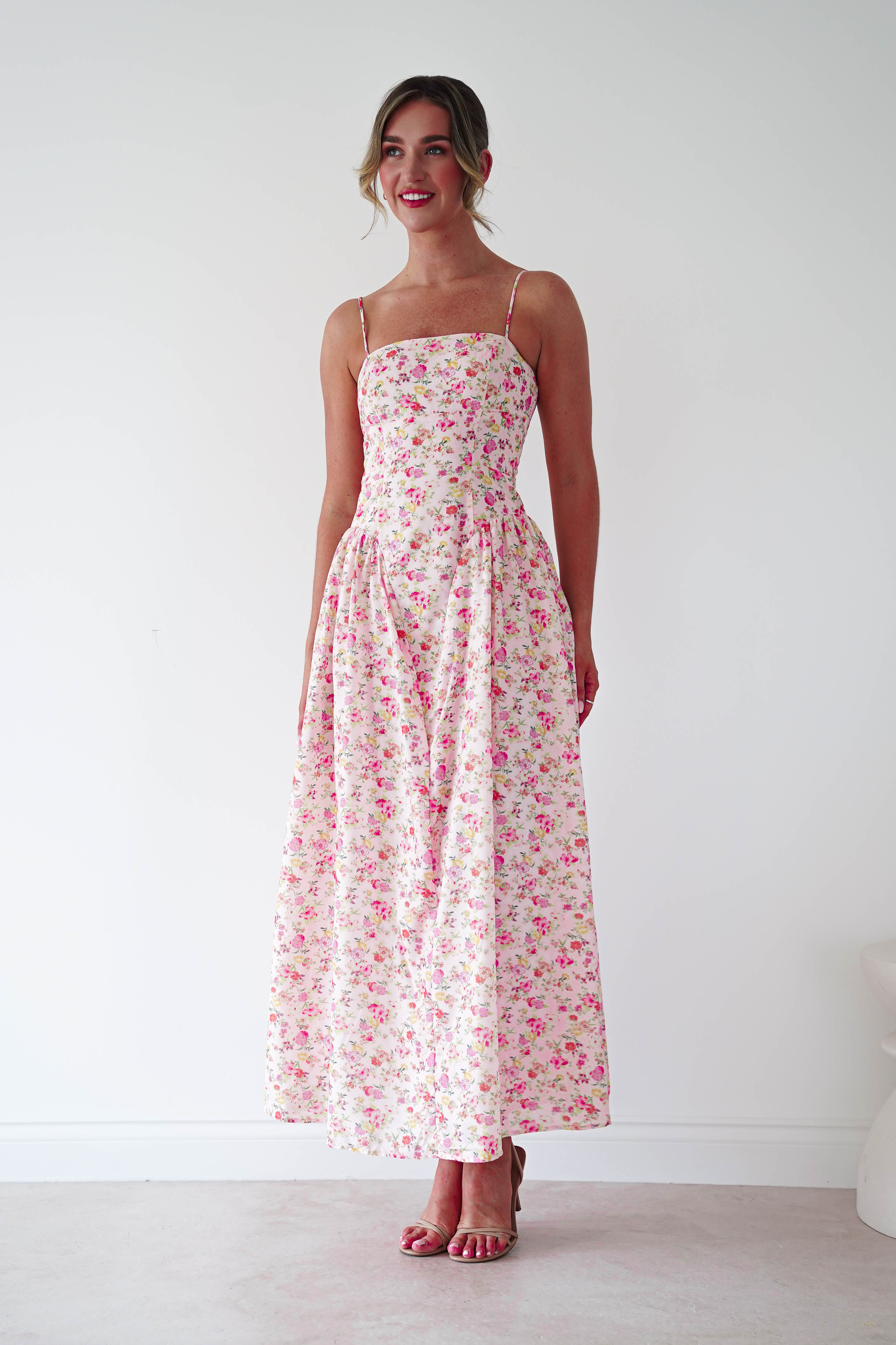 Oh Hello Clothing Dresses > Prom Dresses Elodie Floral Print Maxi Dress | Pink