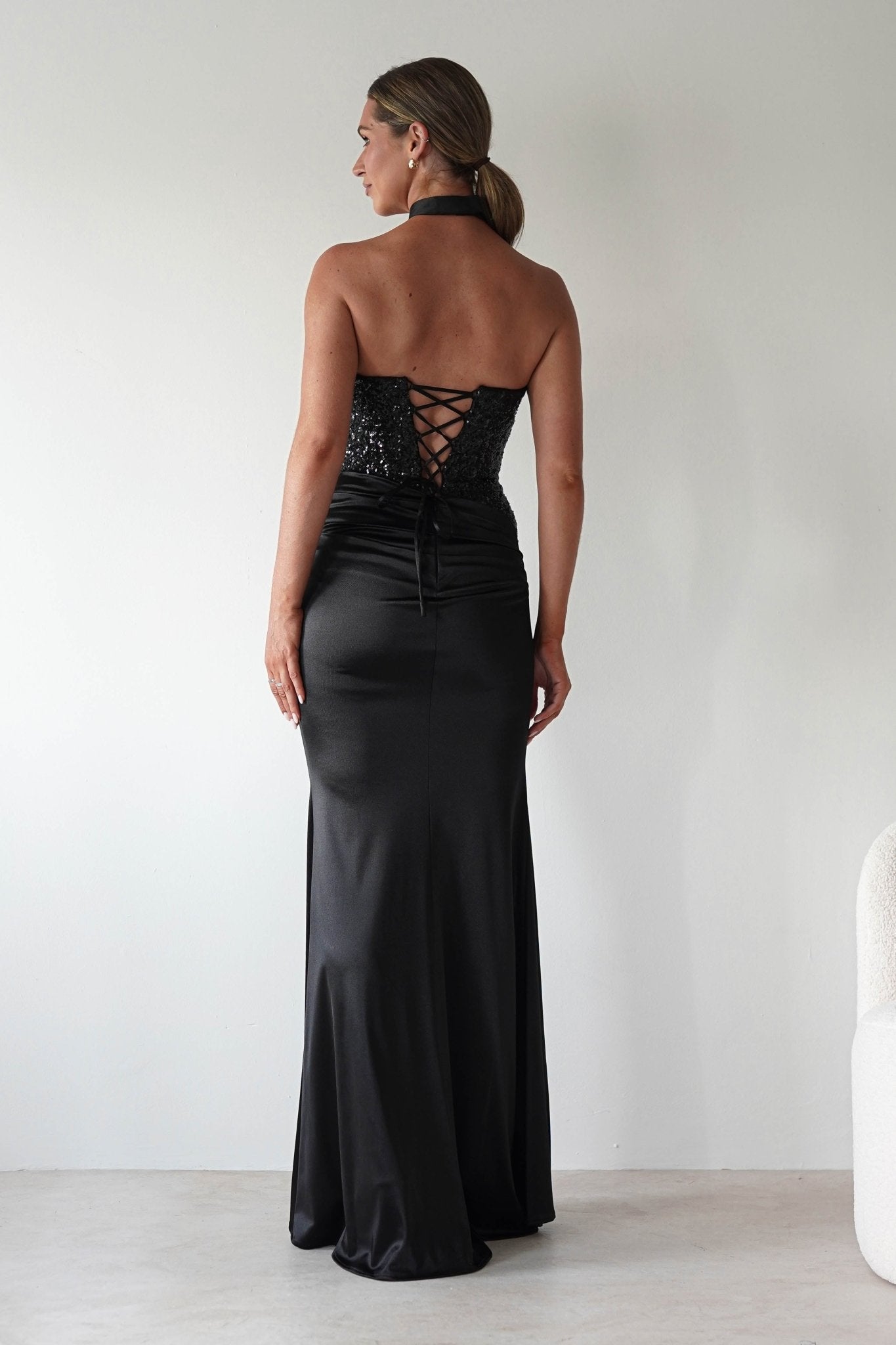 Elysia Sequin Embellished Bodice Gown | Black | Debs & Prom | Formal Gown | Oh Hello Clothing