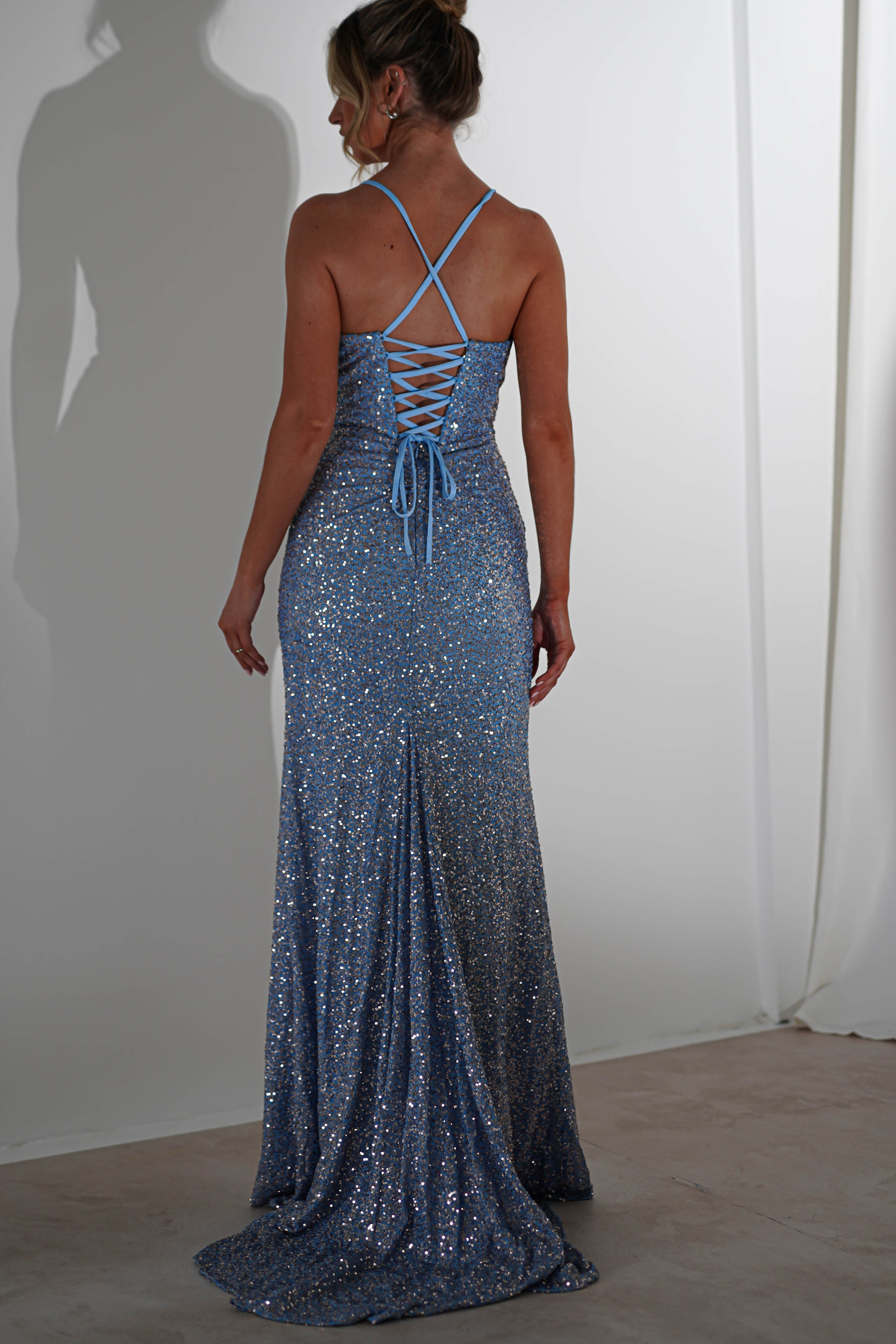 Ember Bodycon Sequin Gown | Slate Blue | Debs & Prom | Formal Gown | Oh Hello Clothing