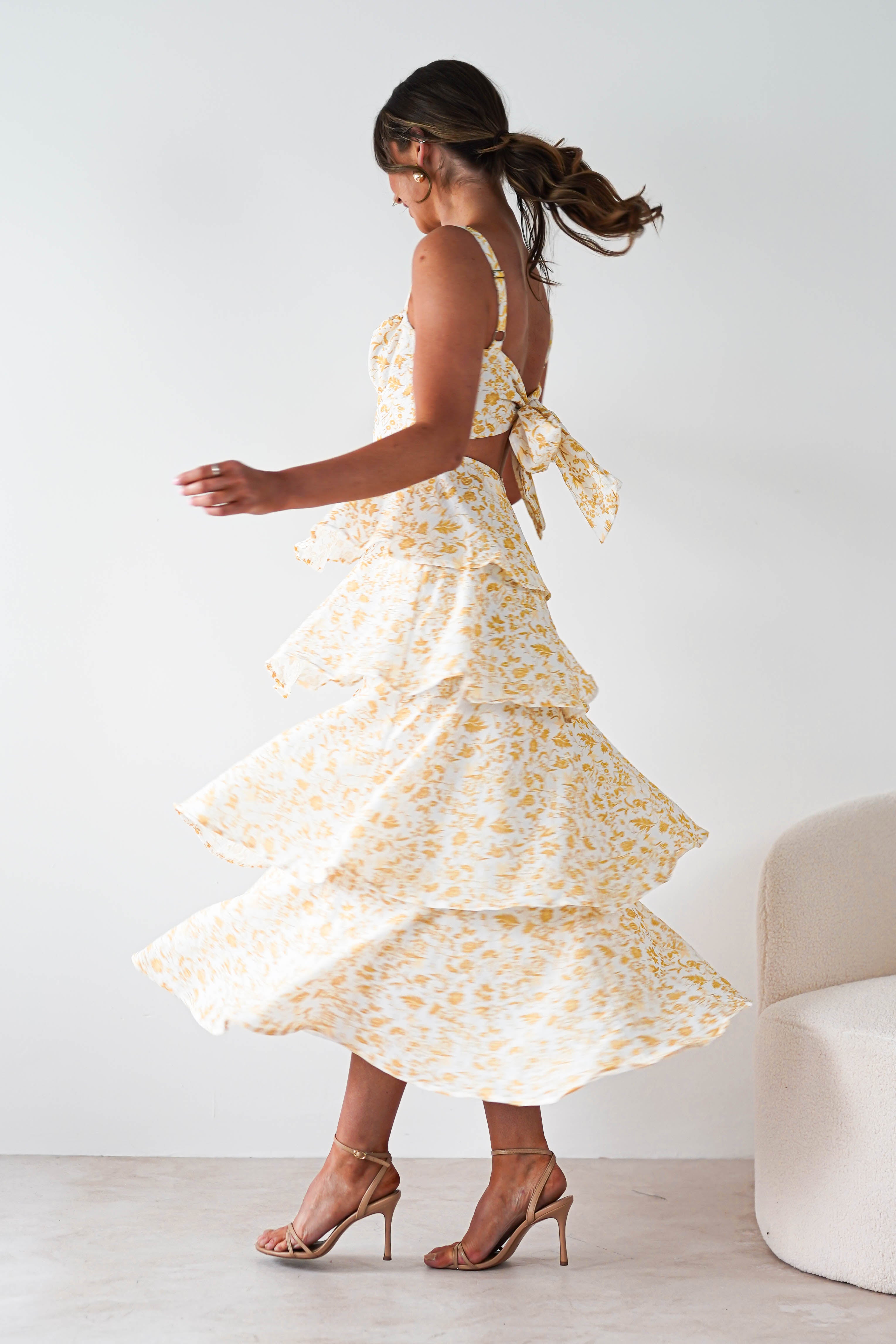 Emily Floral Ruffle Maxi Dress Yellow Print | Wedding Guest Dress | Maxi | Oh Hello Clothing