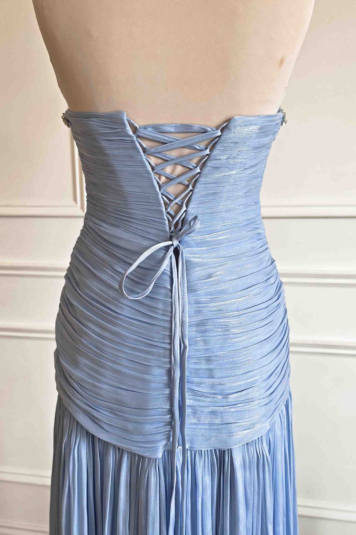 Oh Hello Clothing Dresses > Prom Dresses Estella Diamante Trim Ruched Maxi Gown | Blue