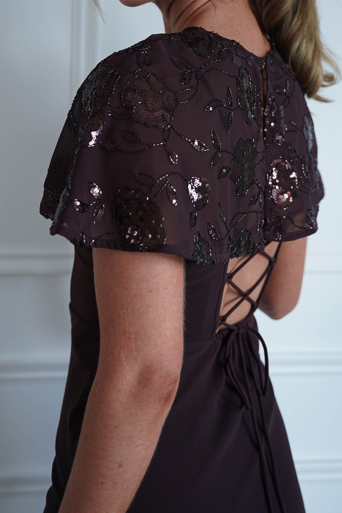 Oh Hello Clothing Women > Clothing > Dresses Fatima Sequin Cape Maxi Dress | BROWN (Copy)