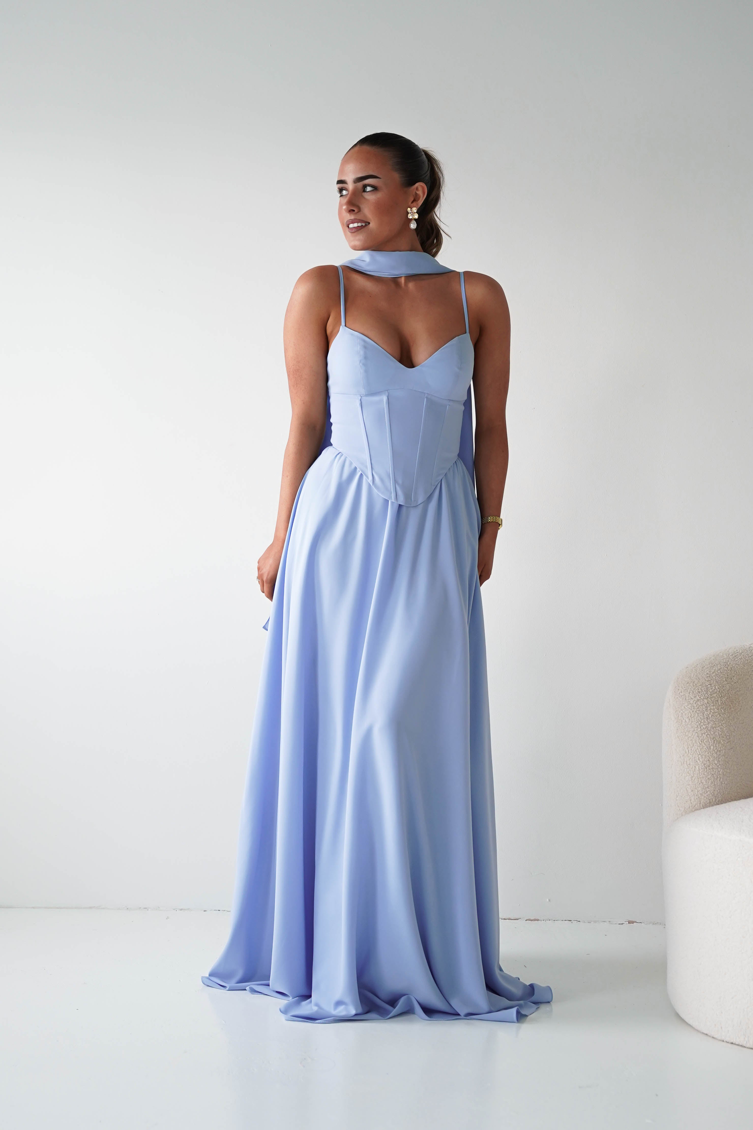 Oh Hello Clothing Dresses > Prom Dresses Felicity Lace Up Corset Maxi Dress | Blue