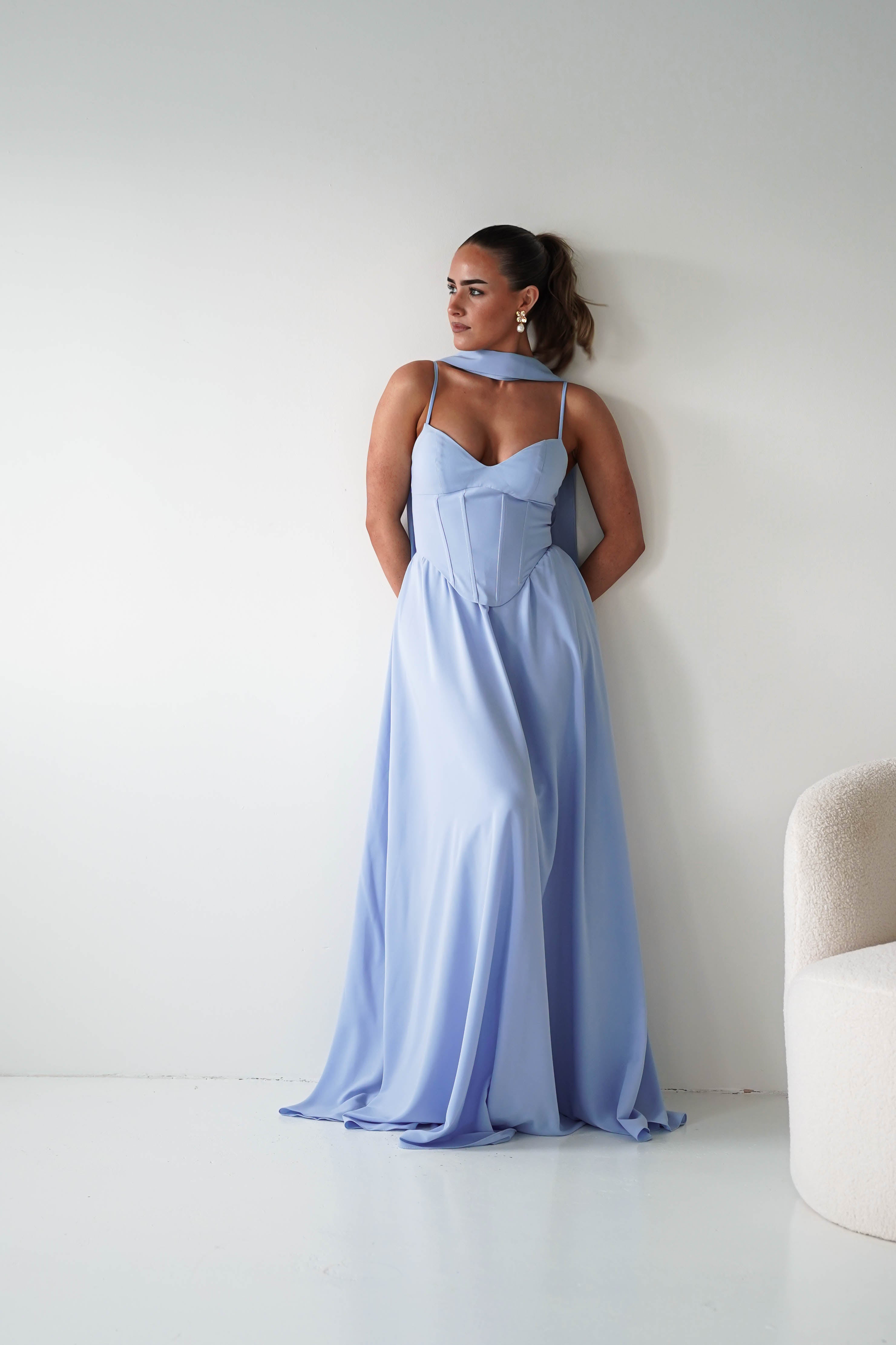 Oh Hello Clothing Dresses > Prom Dresses Felicity Lace Up Corset Maxi Dress | Blue