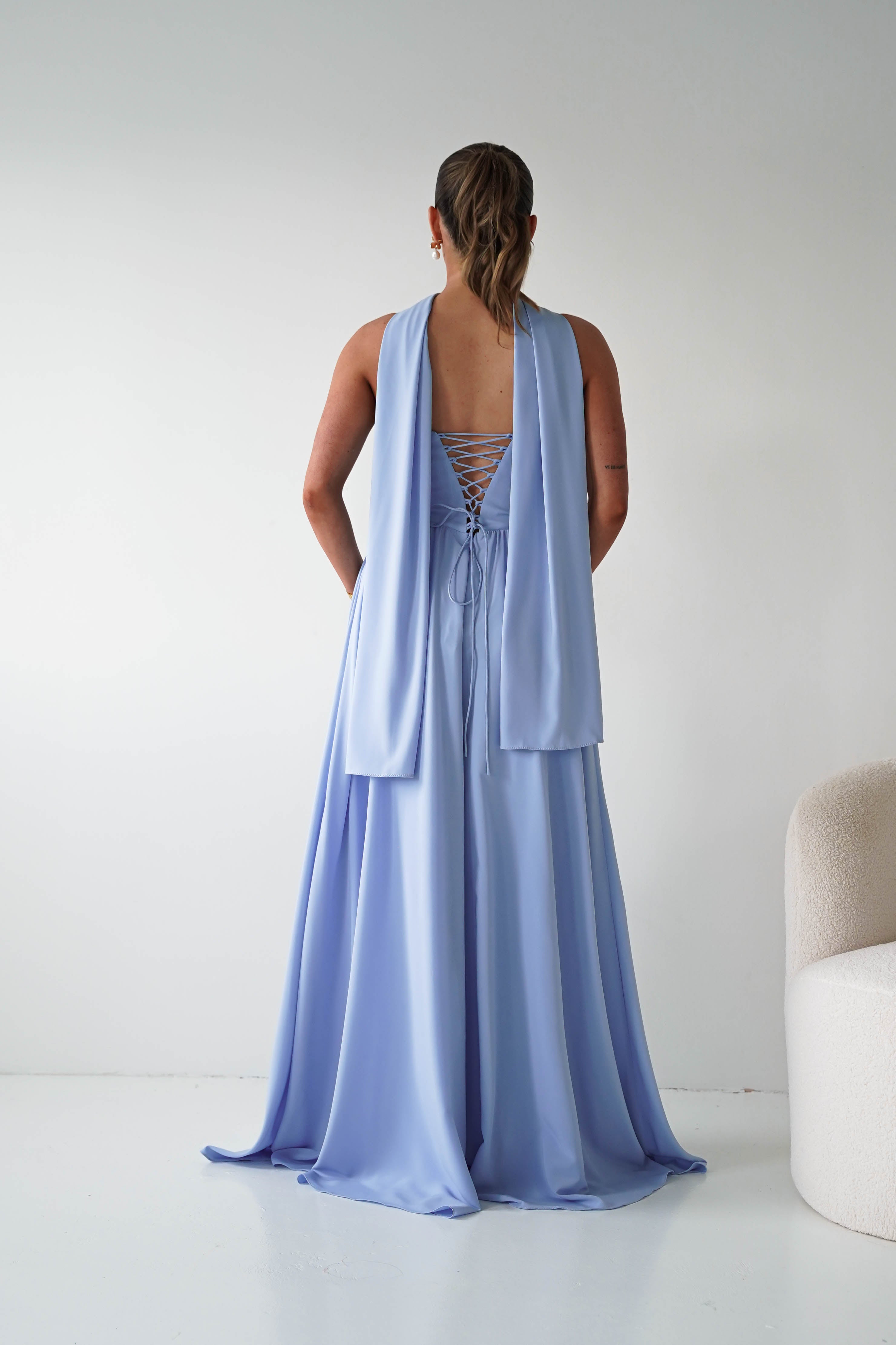 Oh Hello Clothing Dresses > Prom Dresses Felicity Lace Up Corset Maxi Dress | Blue