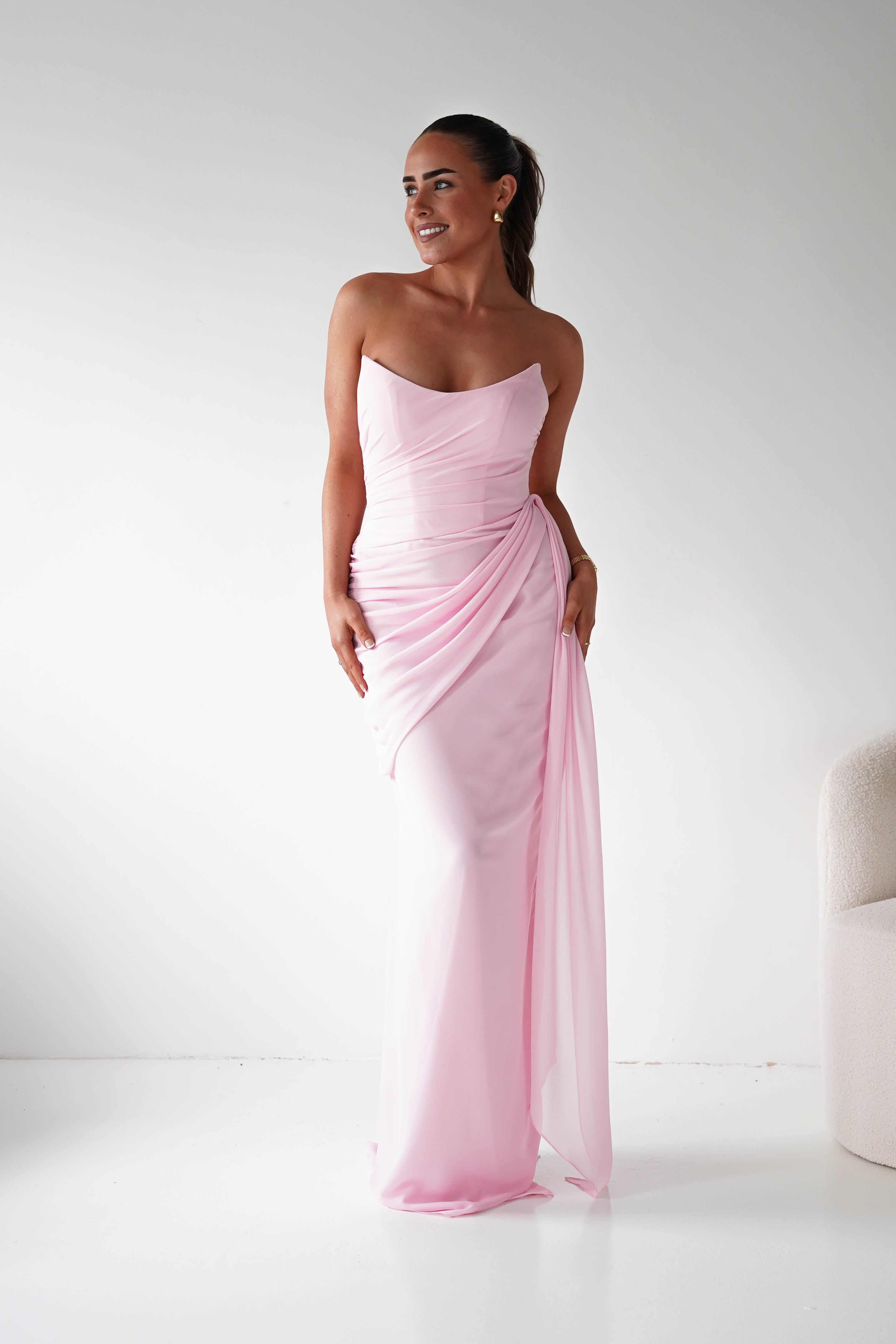 Oh Hello Clothing Women > Clothing > Dresses Finn Strapless Draped Maxi Dress | Pink