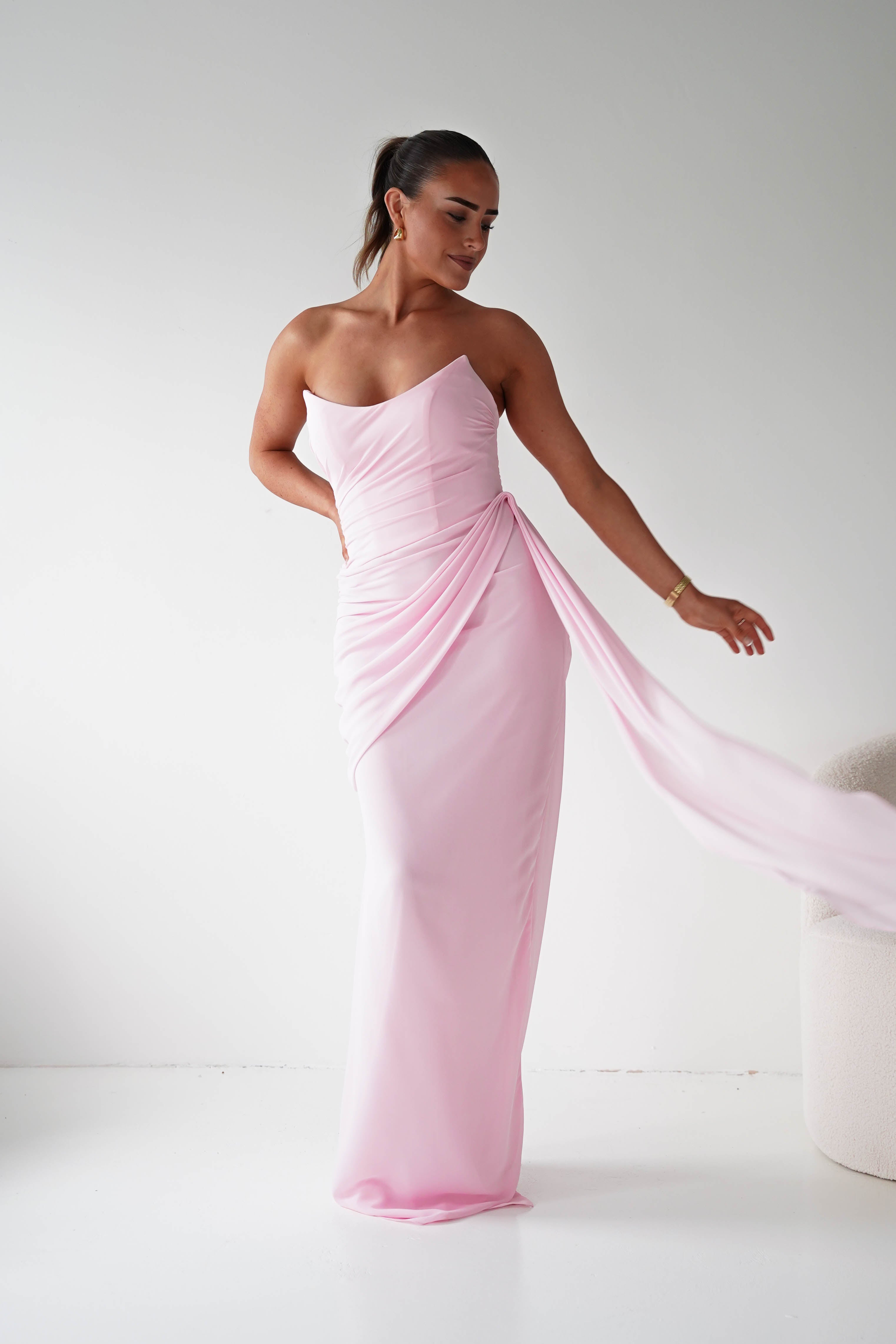 Oh Hello Clothing Women > Clothing > Dresses Finn Strapless Draped Maxi Dress | Pink