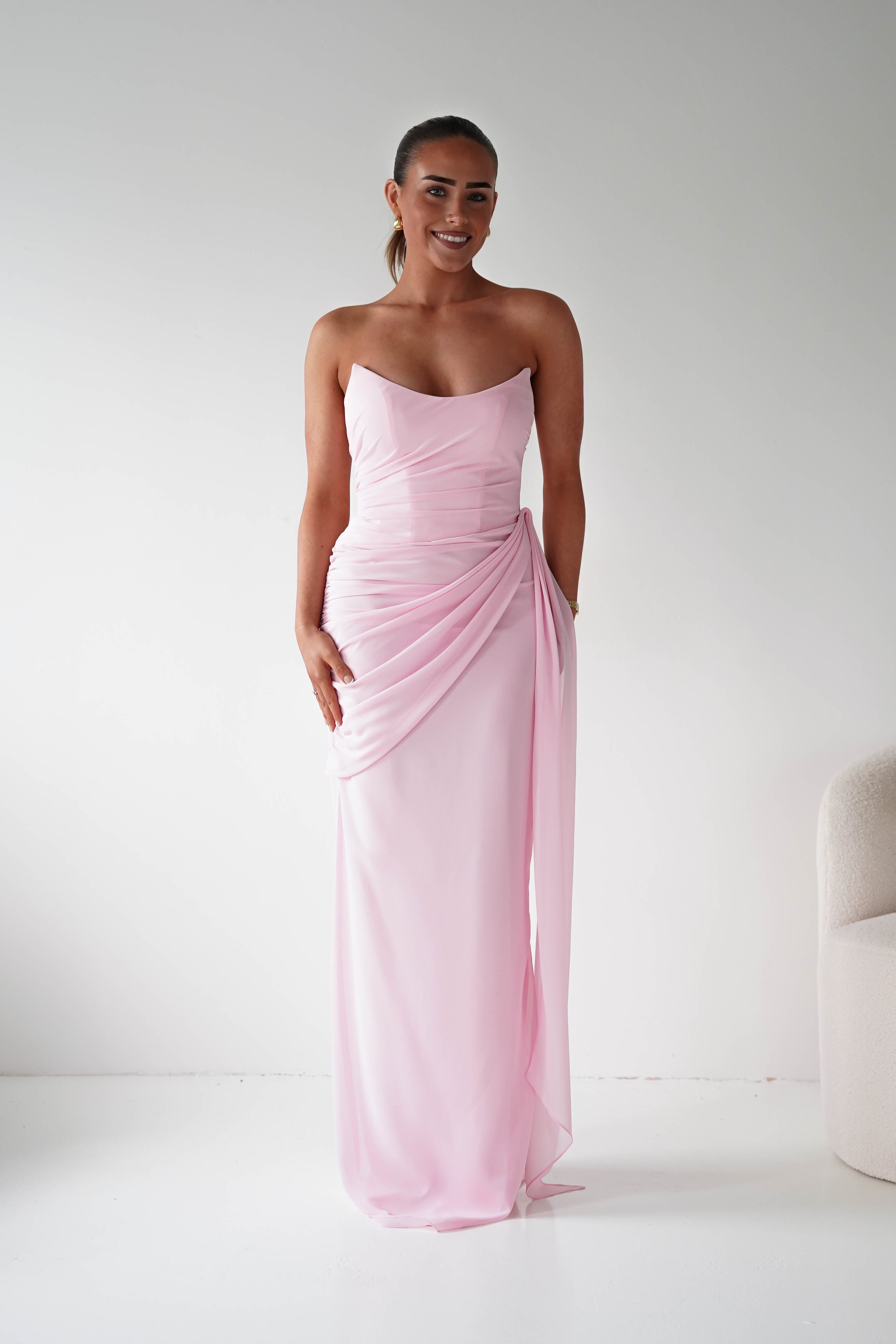 Oh Hello Clothing Women > Clothing > Dresses Finn Strapless Draped Maxi Dress | Pink