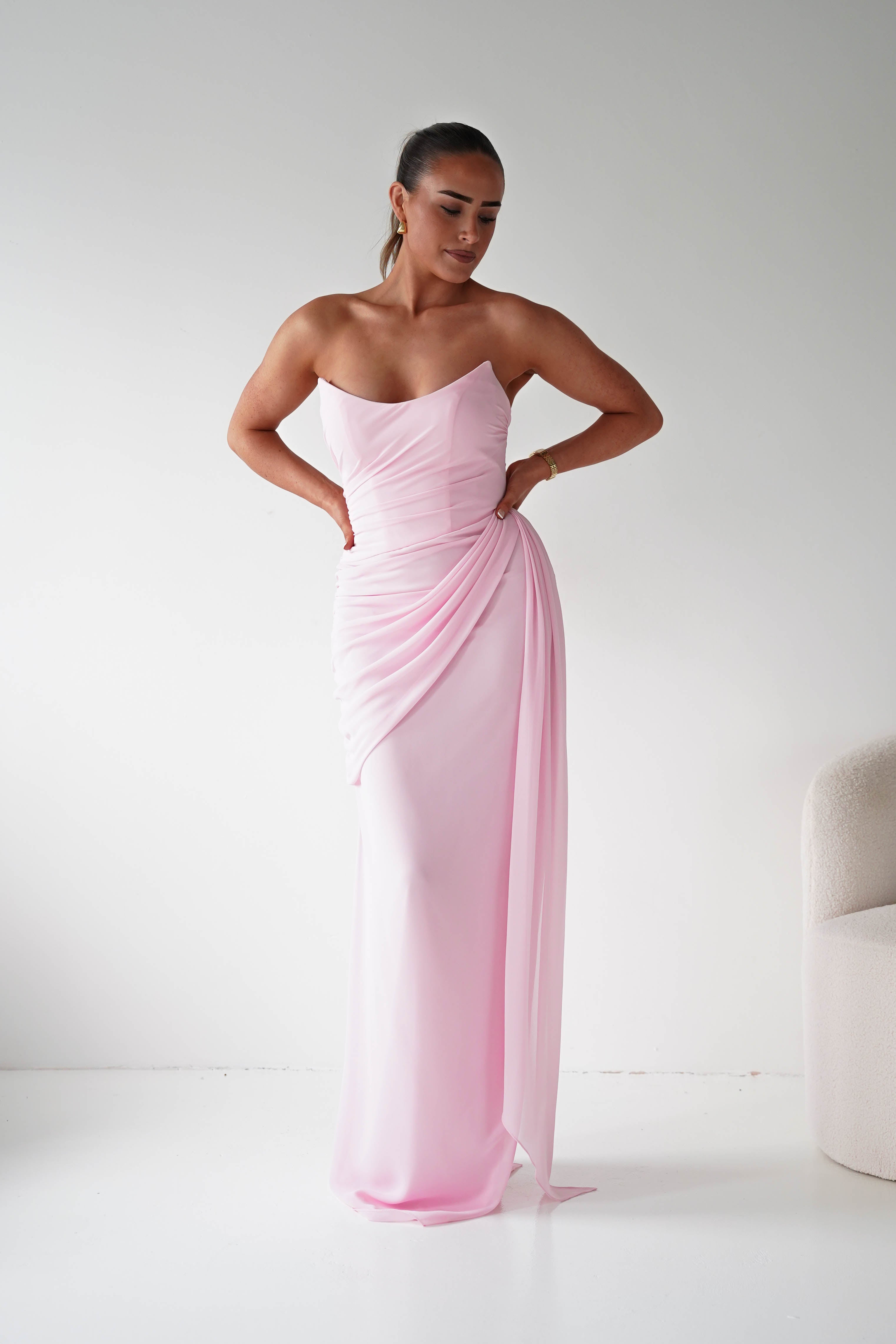 Oh Hello Clothing Women > Clothing > Dresses Finn Strapless Draped Maxi Dress | Pink
