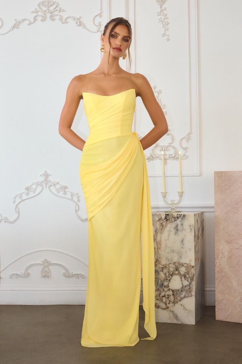 Oh Hello Clothing Women > Clothing > Dresses Finn Strapless Draped Maxi Dress | Yellow