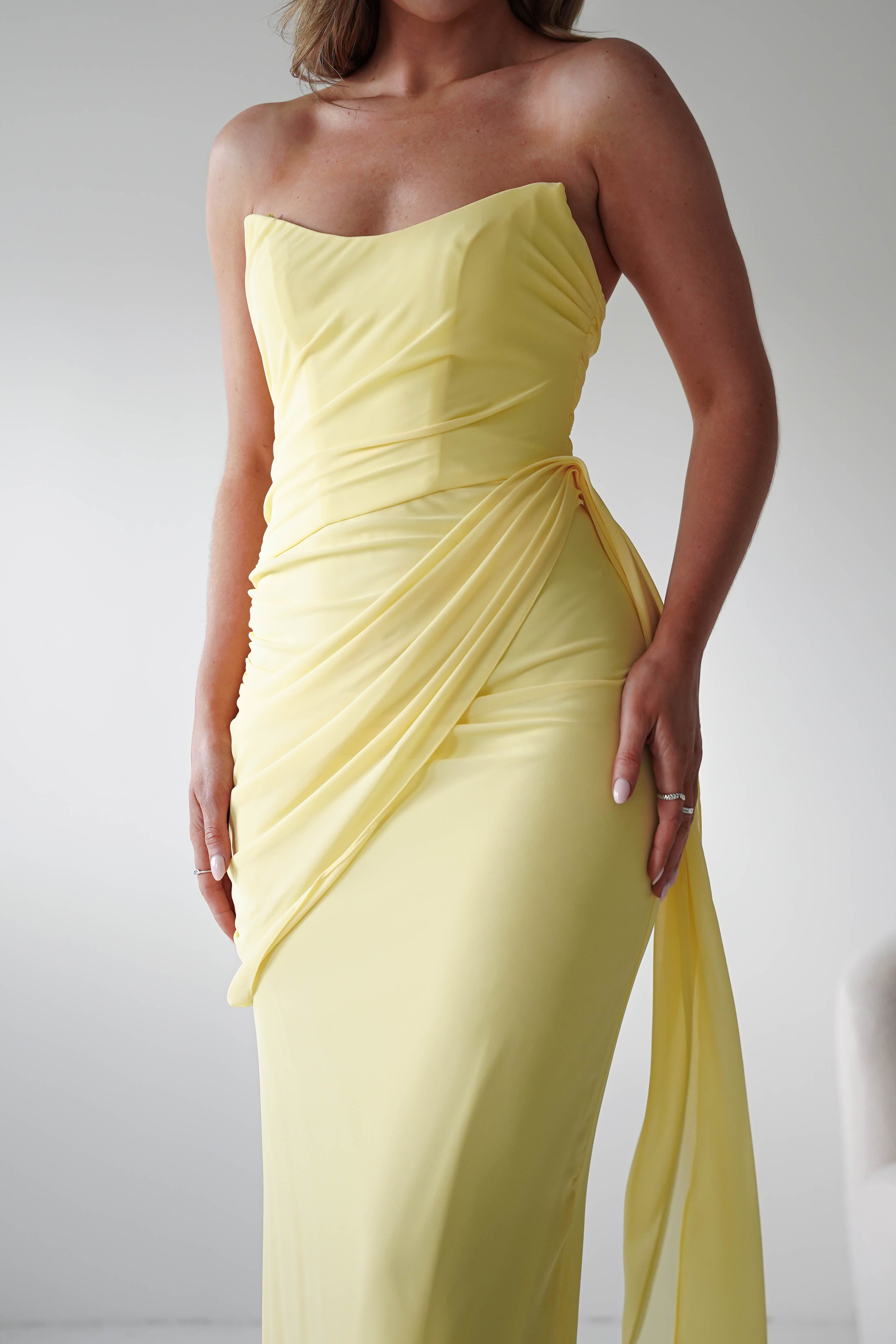 Oh Hello Clothing Women > Clothing > Dresses Finn Strapless Draped Maxi Dress | Yellow