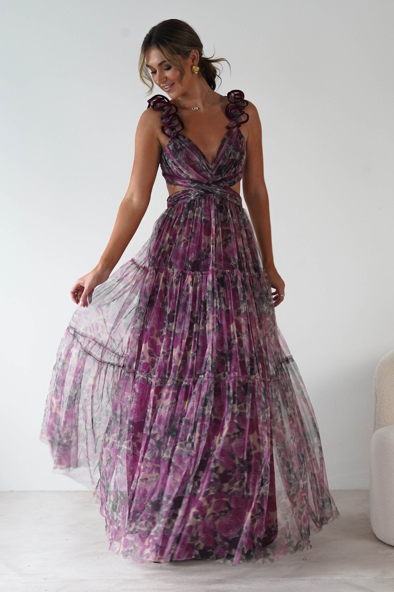 Flirtini Floral Tulle Maxi Dress Mixed Print | Wedding Guest Dress | Maxi | Oh Hello Clothing